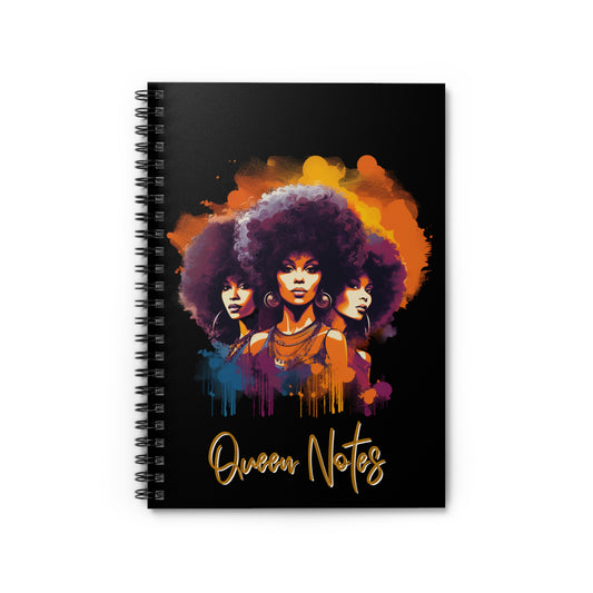 Retro Black Woman Queen Art Inspired Notebook, 1970's Inspired Theme Soulful Notebook