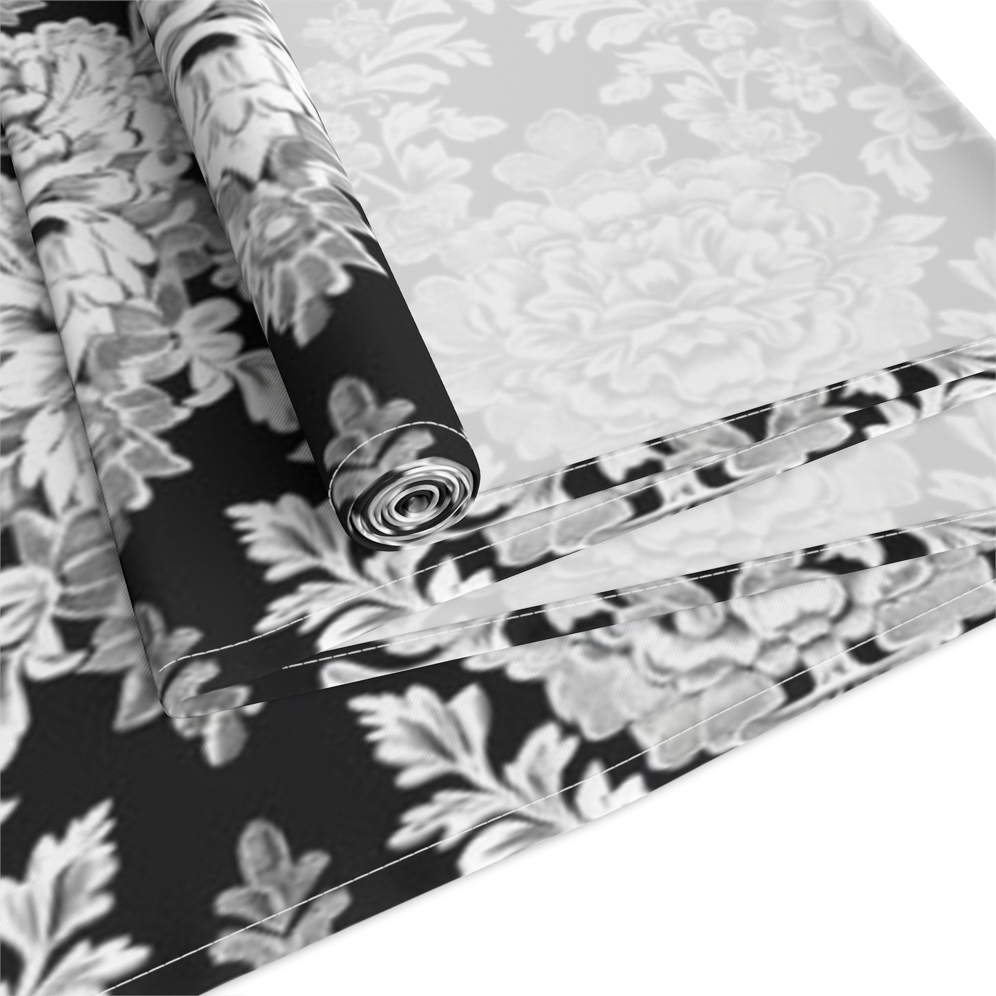 Black Floral Table Runner, Elegant Event Table Decor, Bridal Shower Decorations