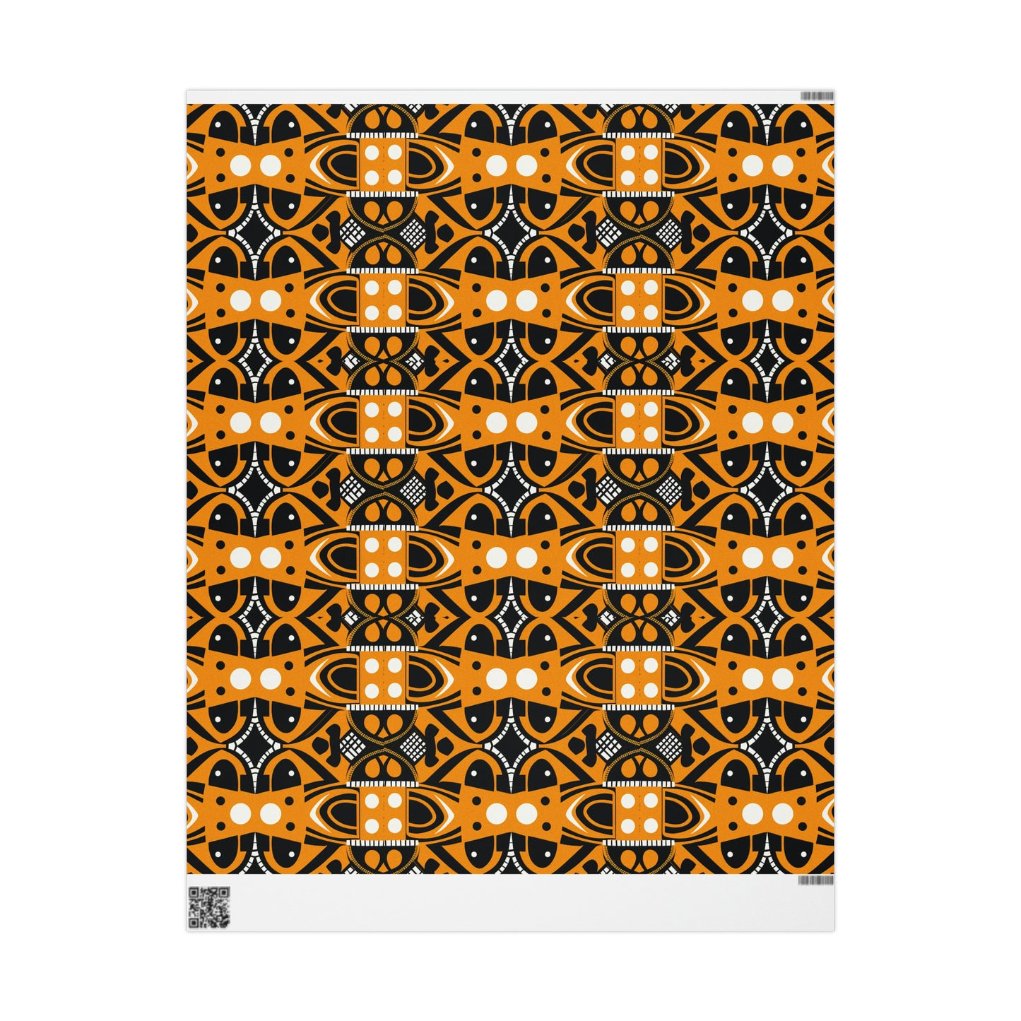 Orange Black African Print Wrapping Paper, Ethnic Print Wrapping Paper