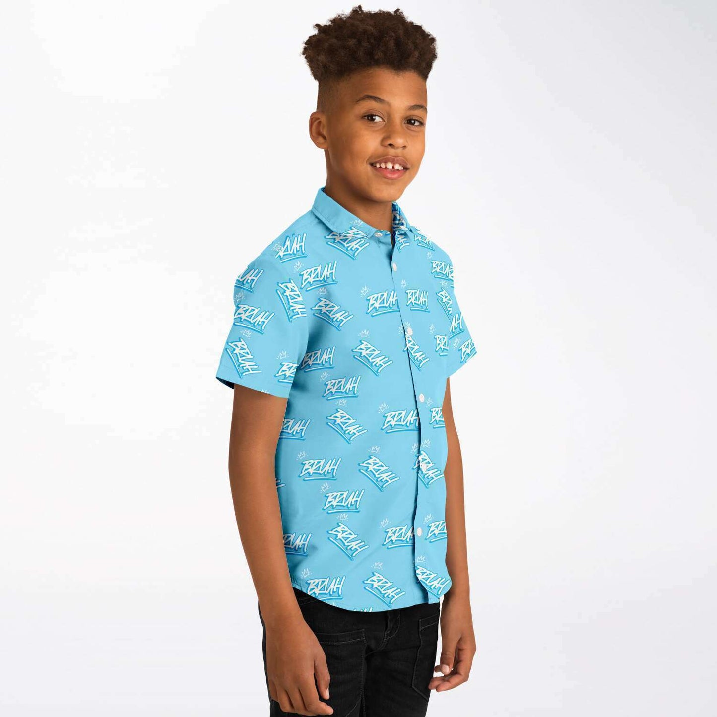 Urban Street Style Bruh/Bro All Over Print Youth Button-Up Shirt