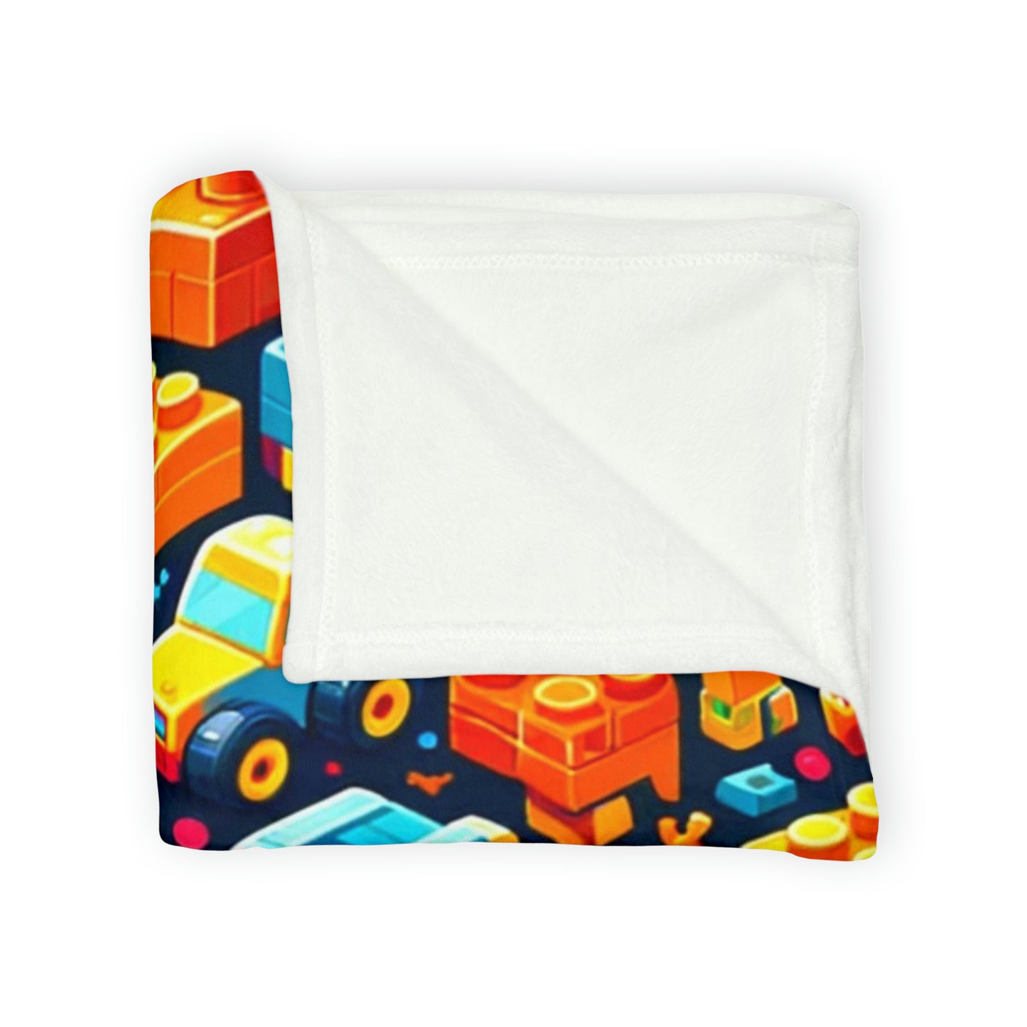 Colorful Building Block Pattern Throw Cover, Children's Car Themed Bedding