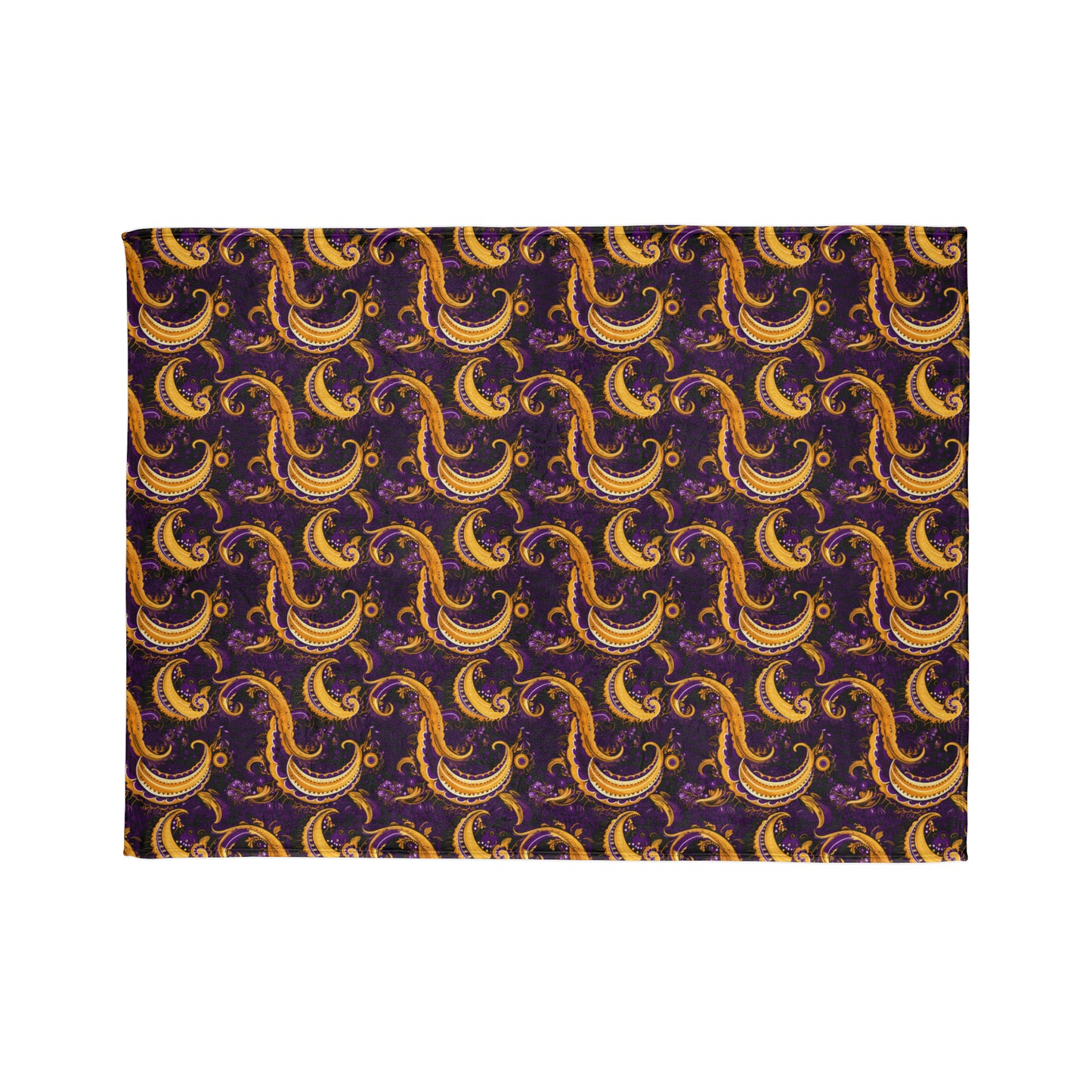 Purple & Gold Laker Fan Inspired Throw Cover, Purple and Gold Paisley Print Cover, Paisley Print Home Textiles