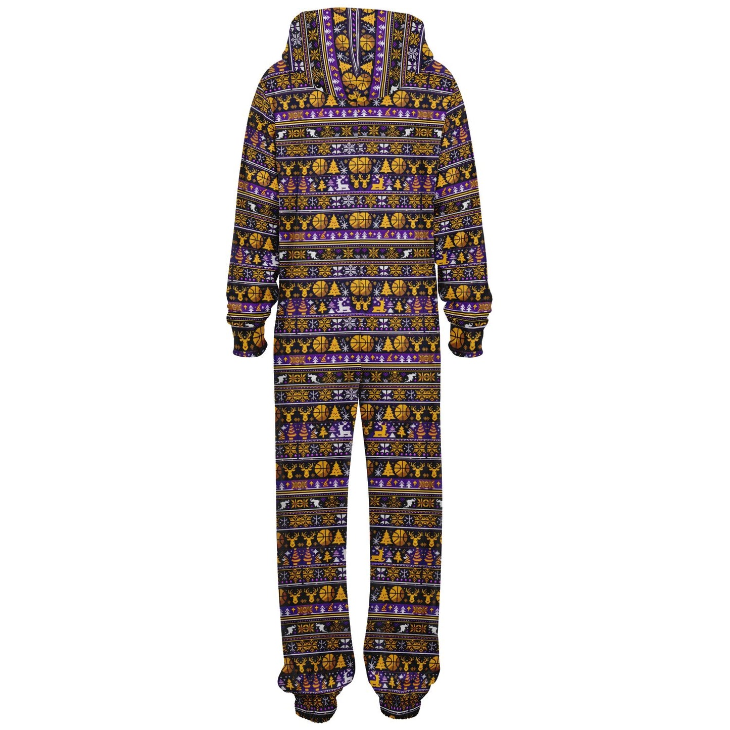 Laker Fan Unisex Holiday Ugly Sweater Adult Jumpsuit | Adult Holiday Onesie | Plus Size Christmas Jumpsuits - Ships Free