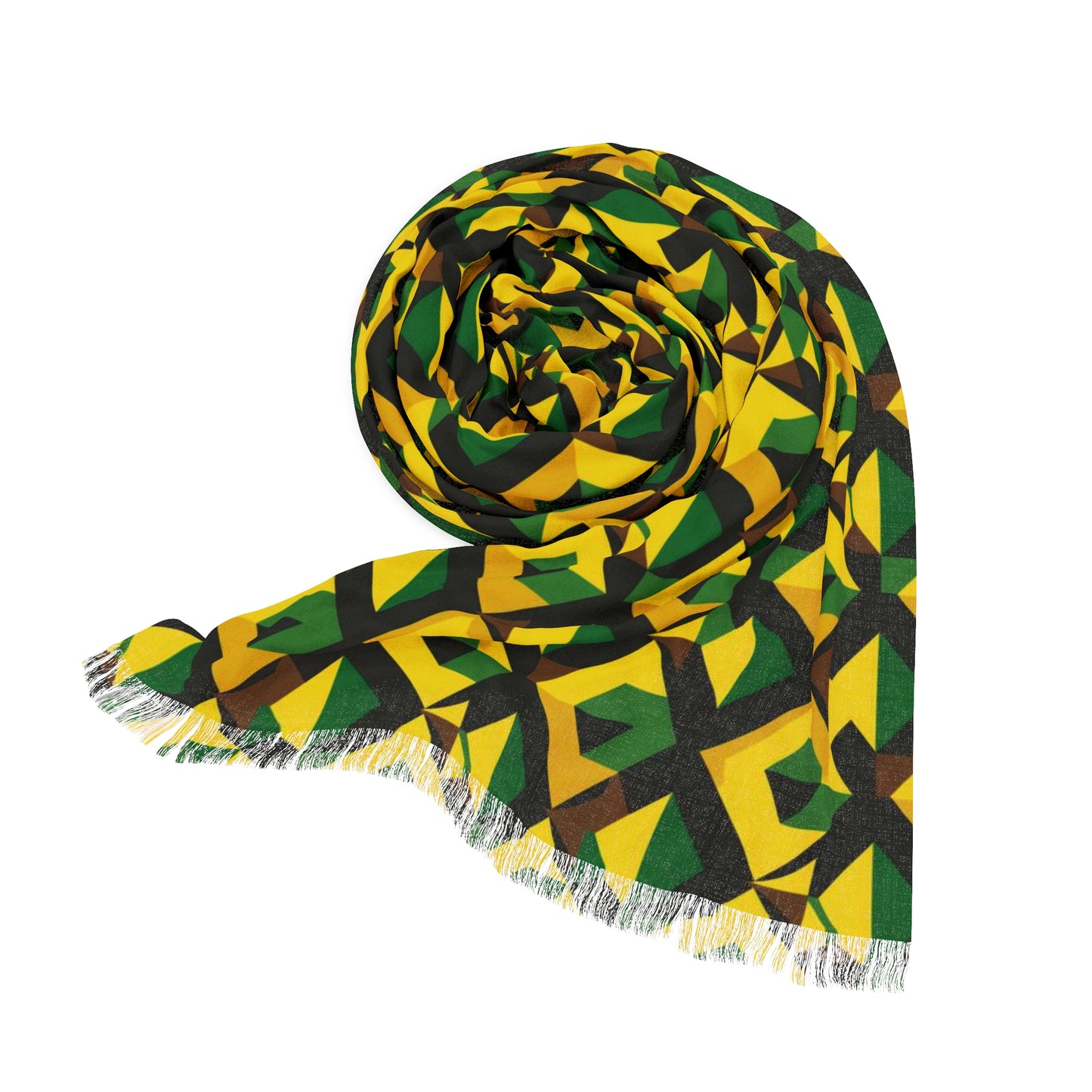 Jamaican Flag Fusion Women's Scarf, Green Yellow Black Scarf, Jamaican Pride Accessory