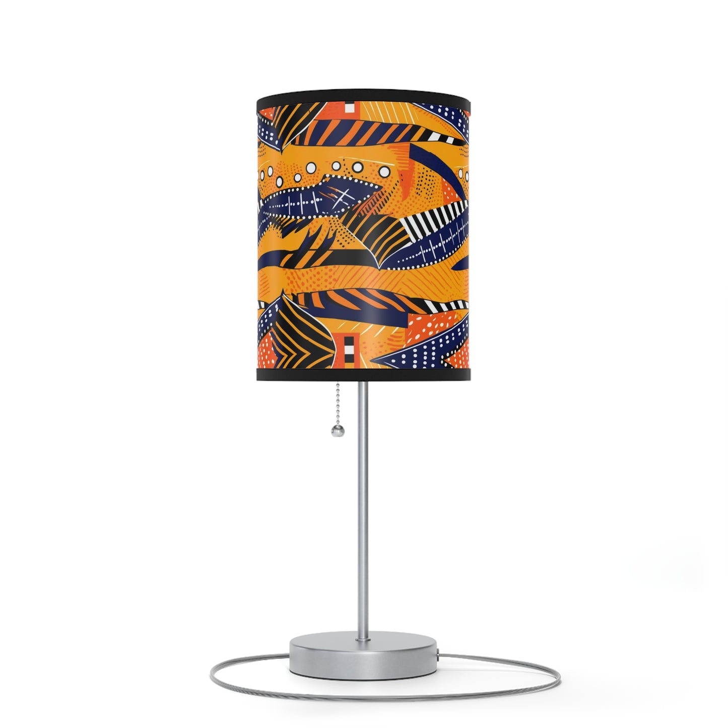 African Kente Print Table Lamp, Multicolor Mudcloth Design Lighting