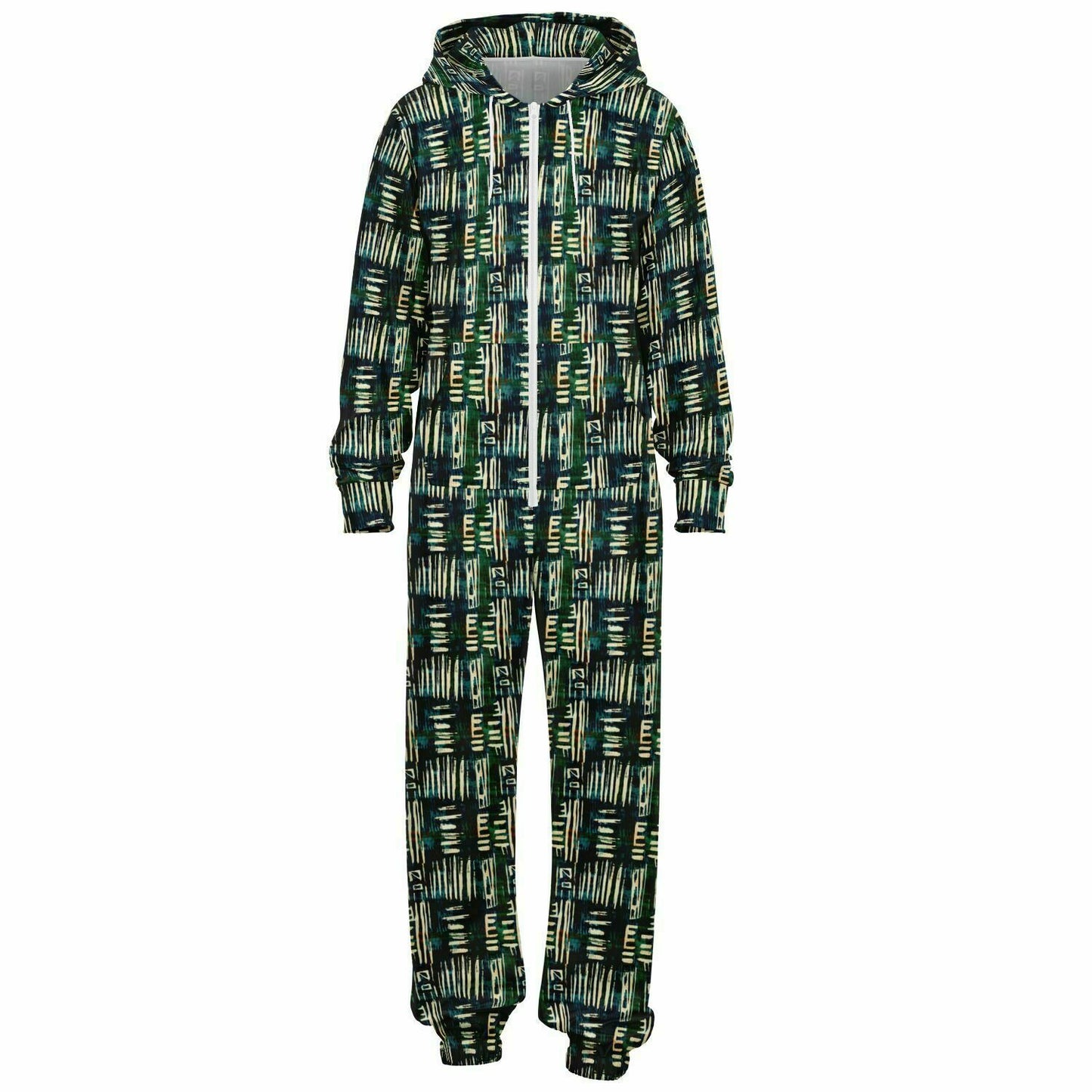 Jungle Safari African Mud Cloth Unisex Jumpsuit, Ethnic Print Stylish Loungewear