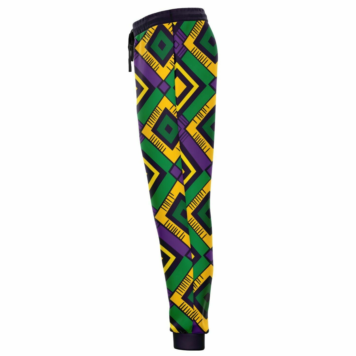 Athletic African Kente Mardi Gras Unisex Joggers, Festive Carnival Themed Pants