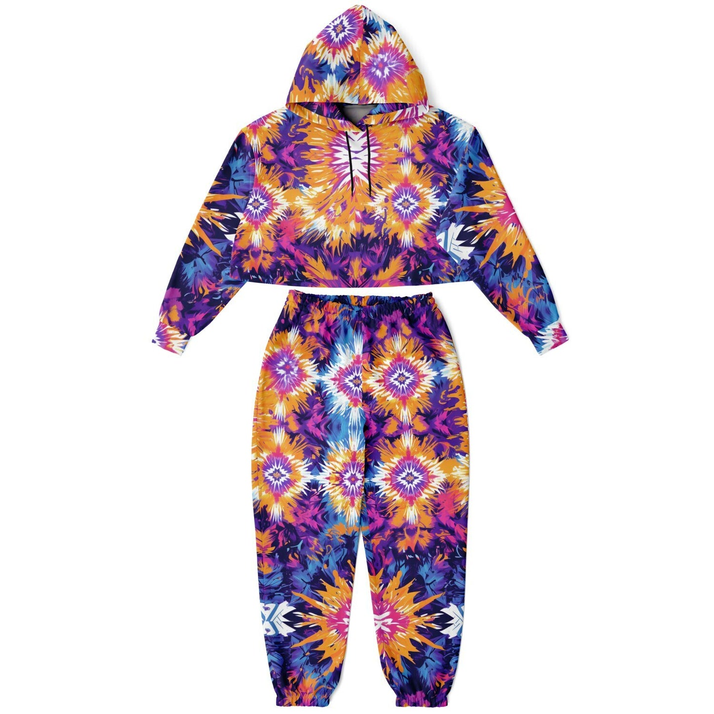 Vibrant African Batik Tie-Dye Tracksuit, Elegant Floral and Geometric Patterns