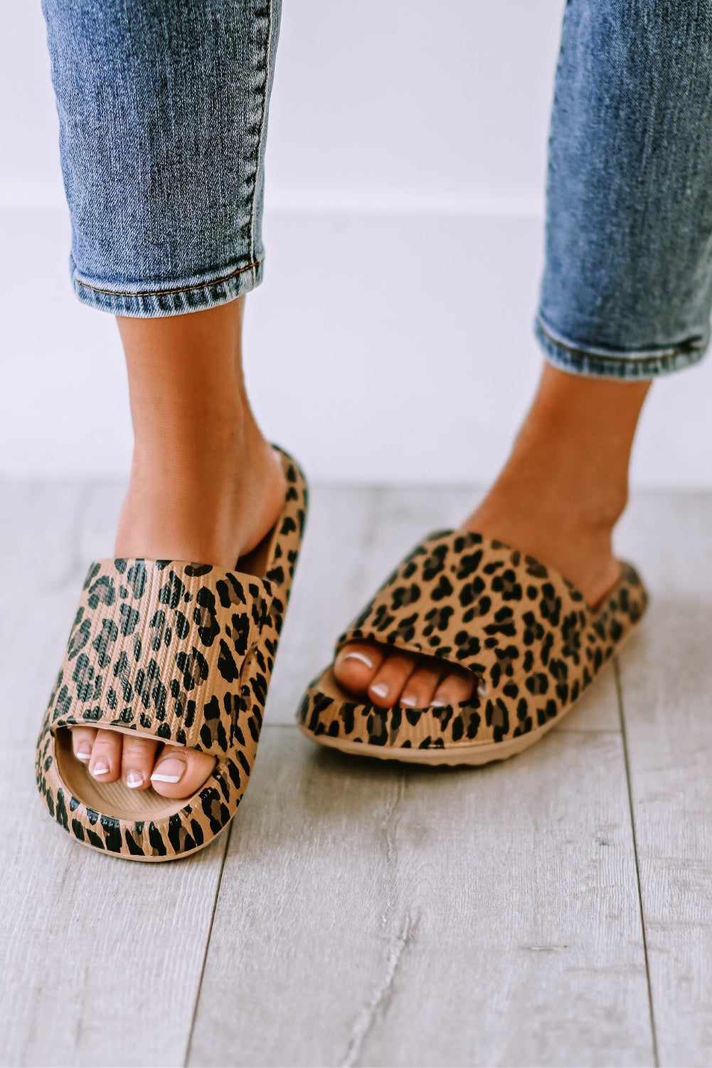 Leopard Luxe Ribbed Sole Comfort Slippers