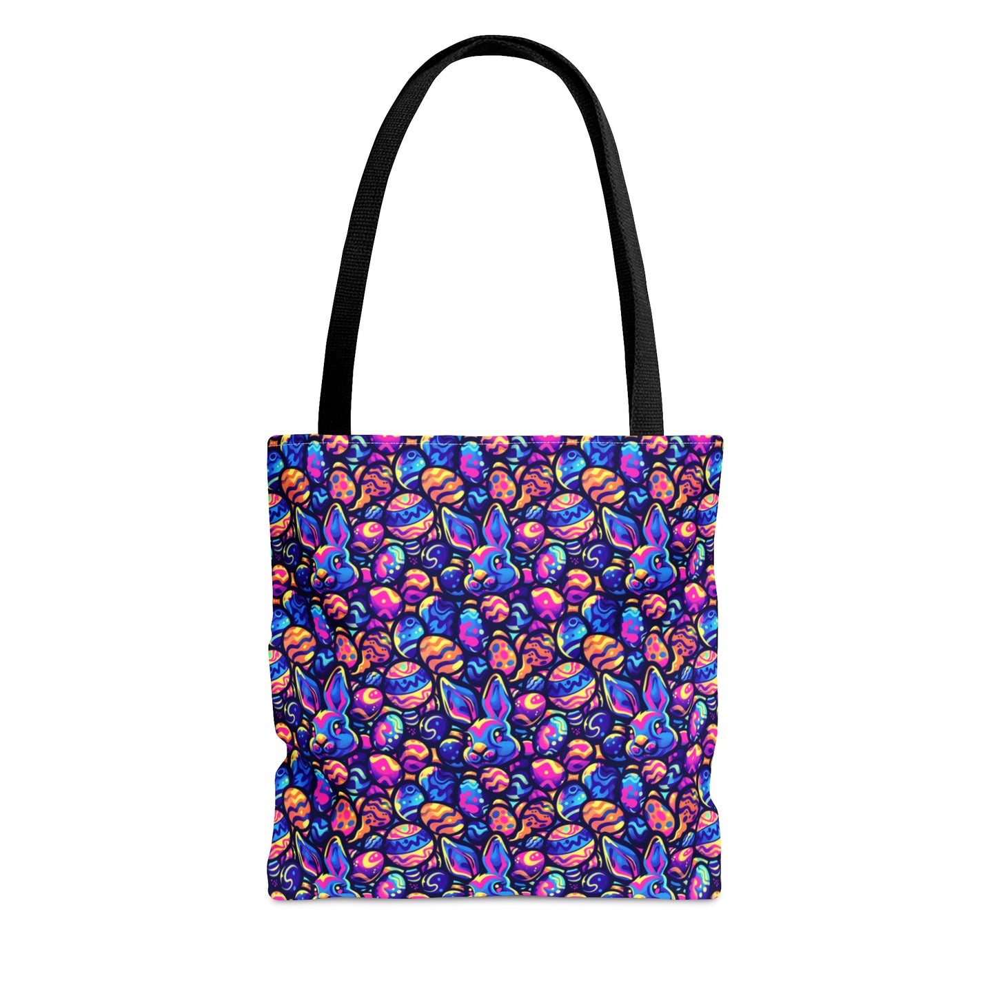 Easter Bunny & Egg Pattern Custom Tote Bag - Durable Polyester with Colorful Print