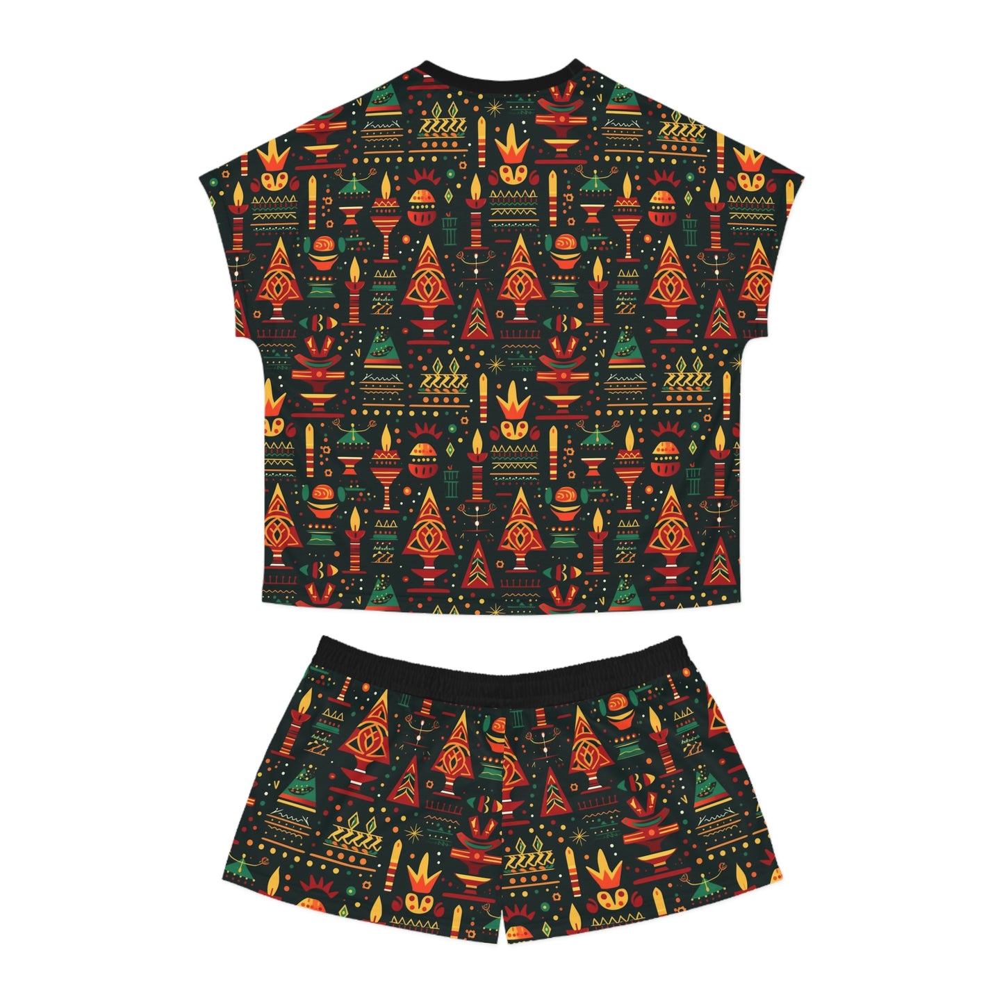 Christmas & Kwanzaa Pattern Women's Short Pajama Set