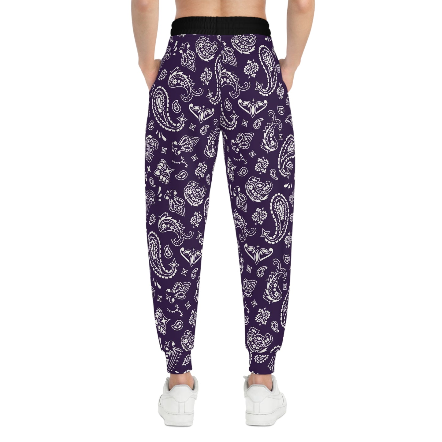 Purple Bandana Print Joggers, Purple Queen Themed Joggers