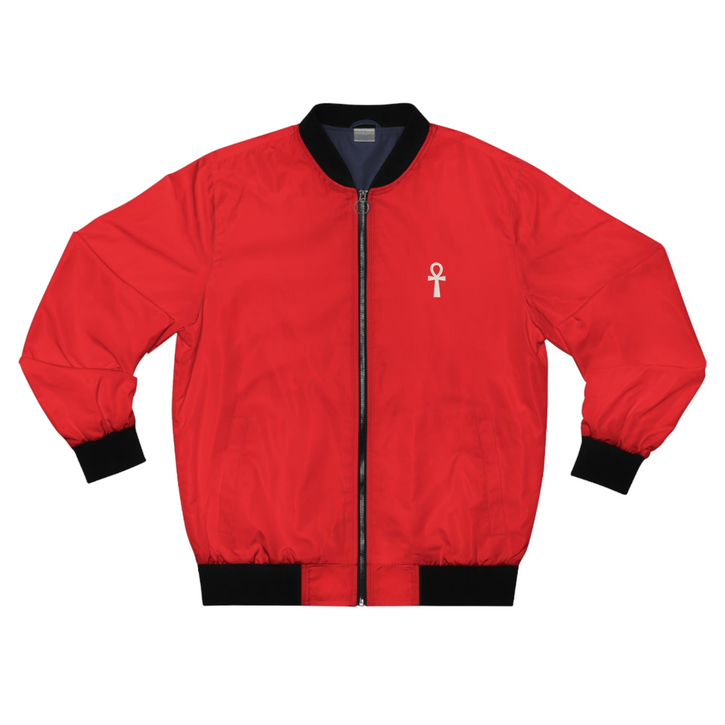 Red Black First (B1) Men's Lightweight Bomber Jacket With Ankh Symbol