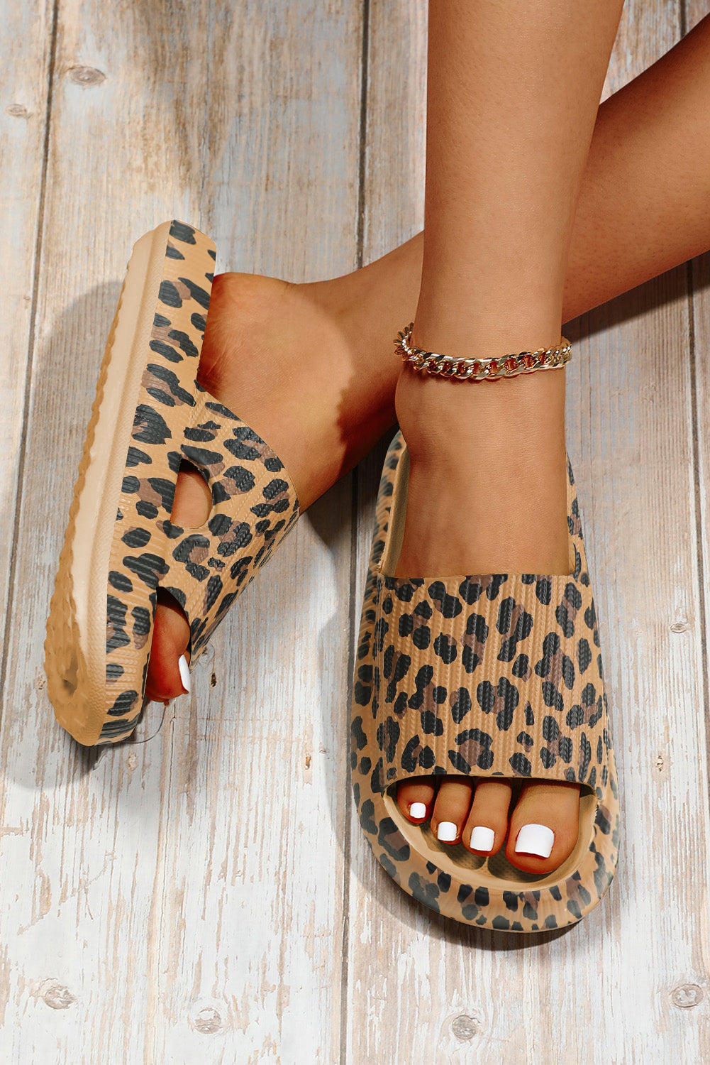 Leopard Luxe Ribbed Sole Comfort Slippers