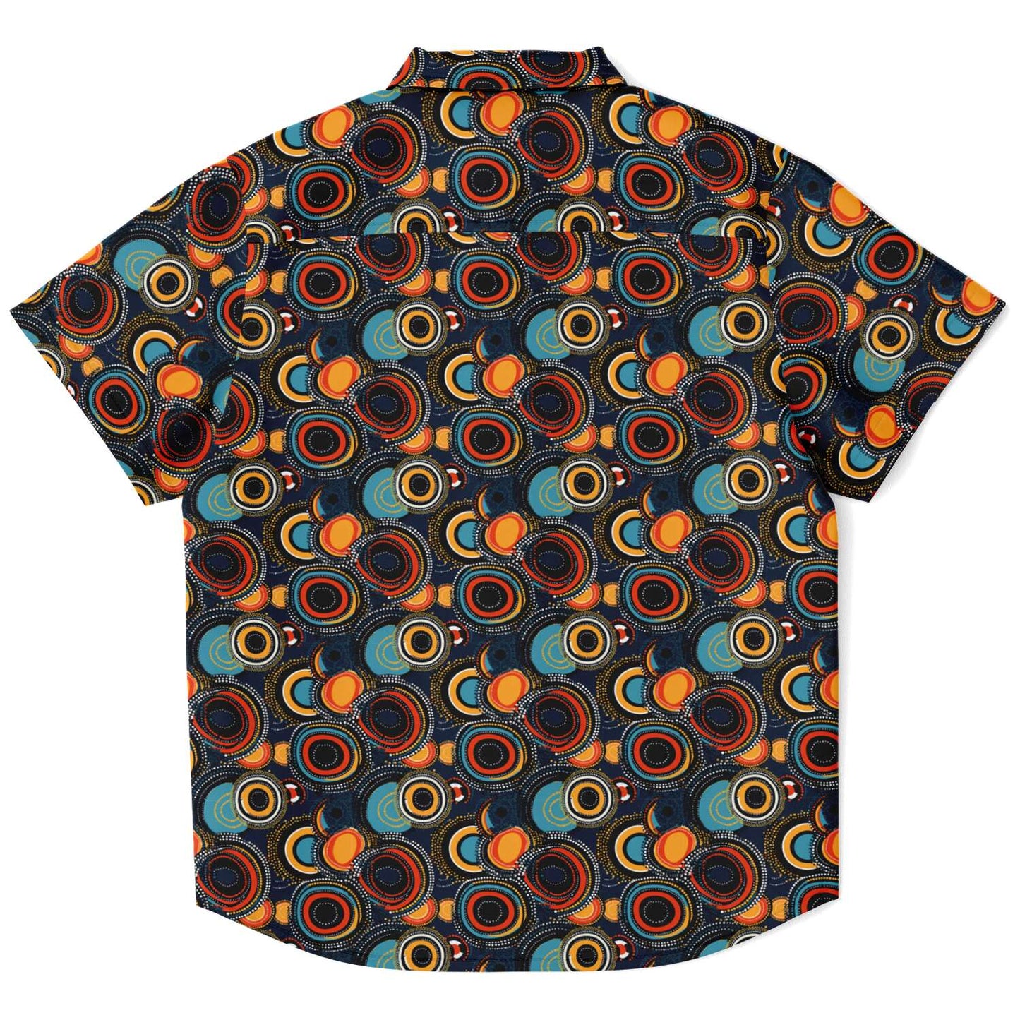 Kids African Print Abstract Aboriginal Circles & Dots Short Sleeve Button Down Shirt