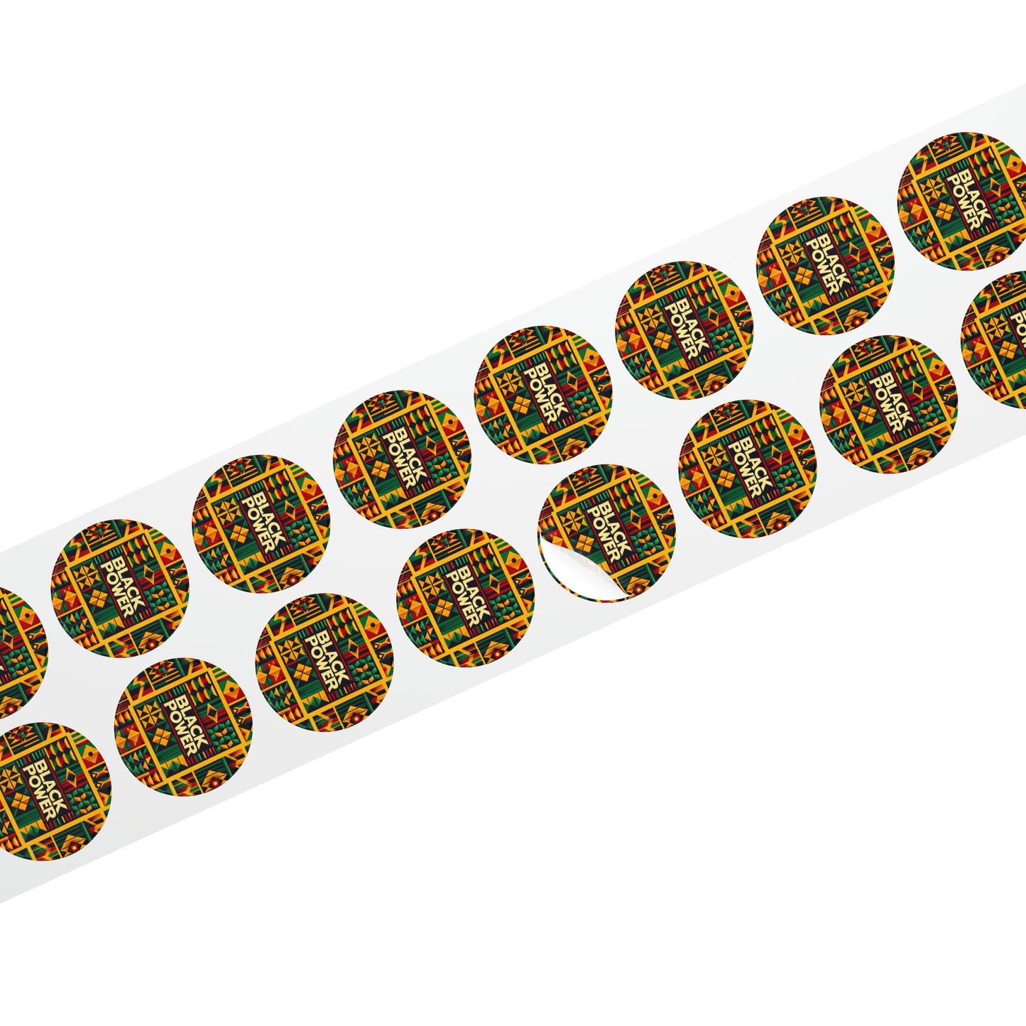 Black History Month Bulk Round Sticker Label Roll,African Kente Cloth Print Stickers