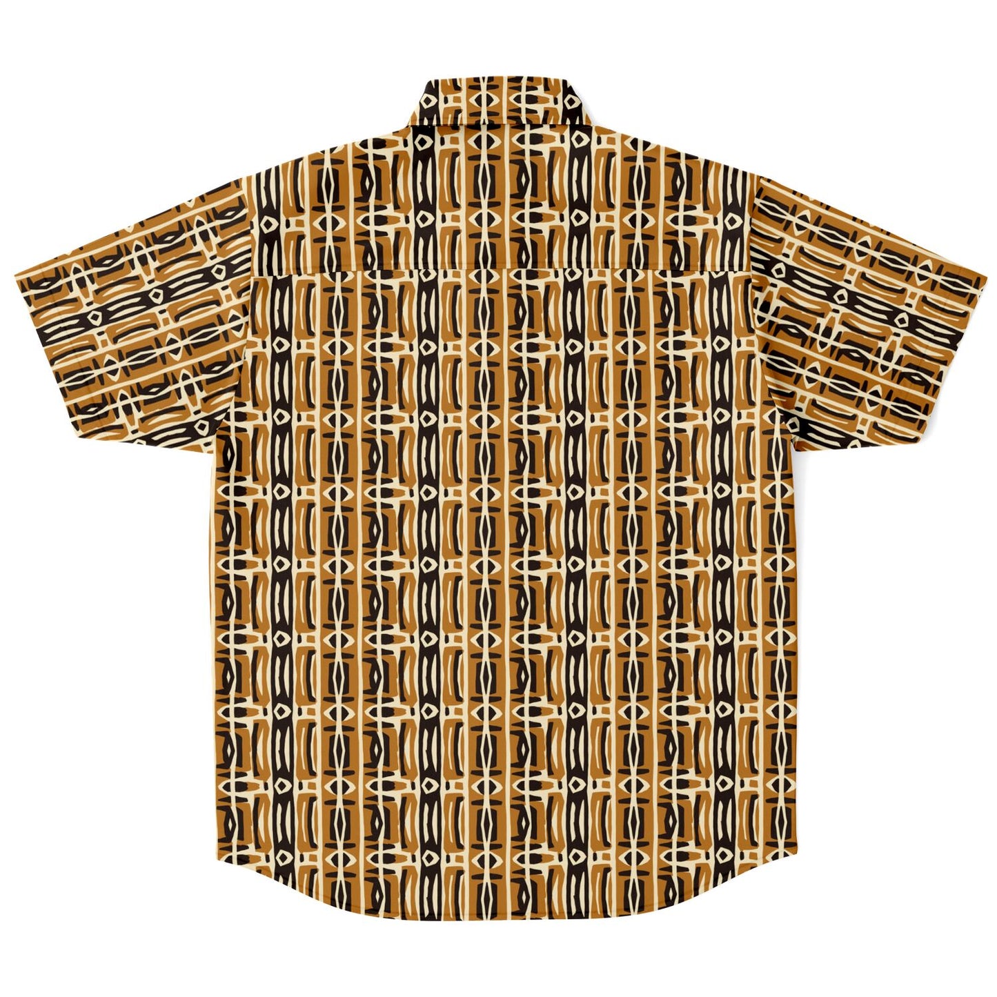 Brown & Cream African MudCloth Mens Button Down Shirt | Ethnic Print Men's Fashion