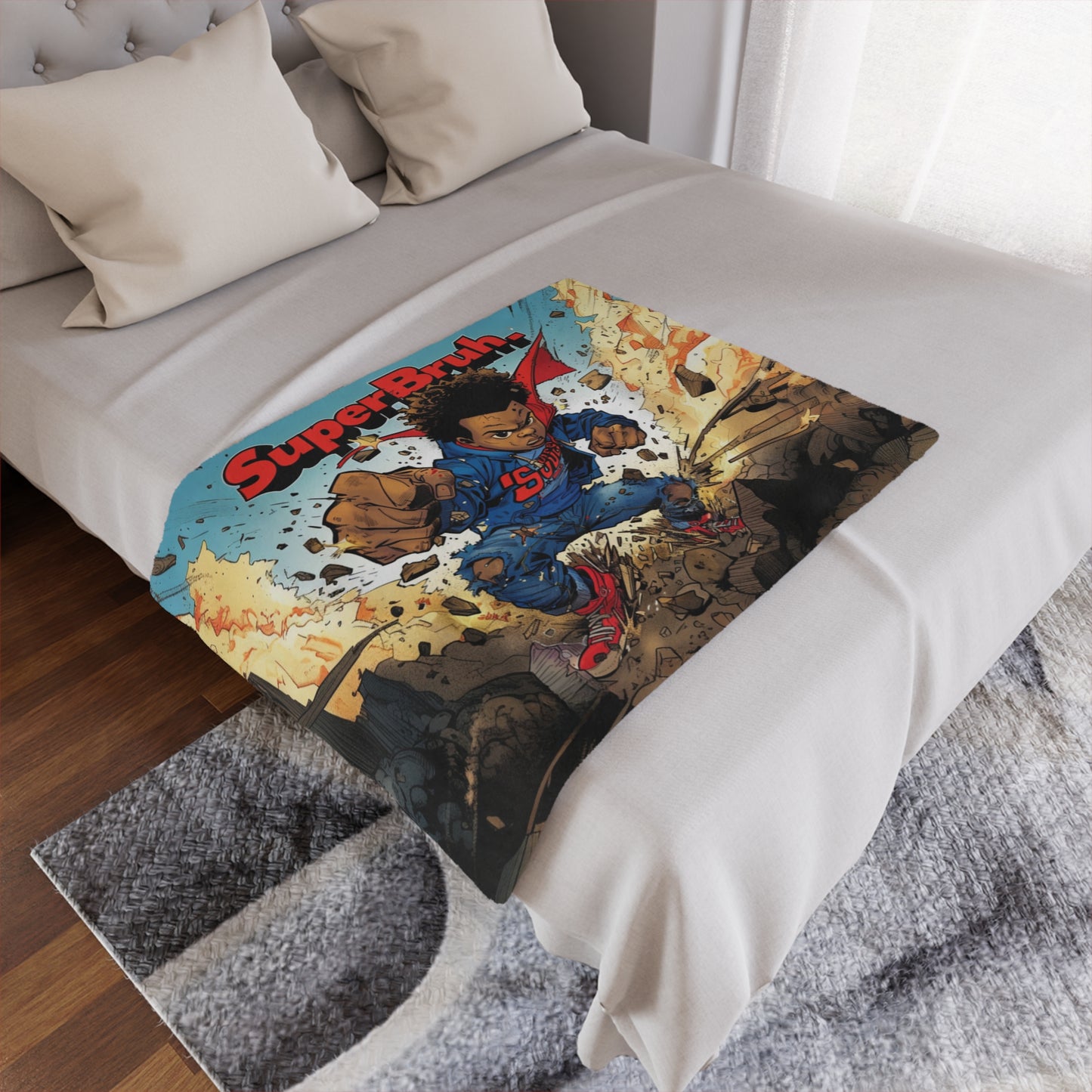 Super Bruh Microfiber Blanket for Kids, Hero-Themed Ultra-Soft Fleece Blanket, 3 Sizes