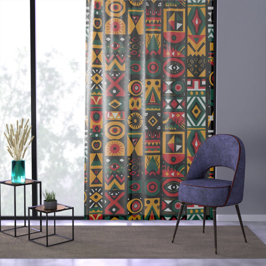 Vibrant Urban Pop Art African Print Window Curtain, Artistic Window Treatment, Easy Hang Curtain