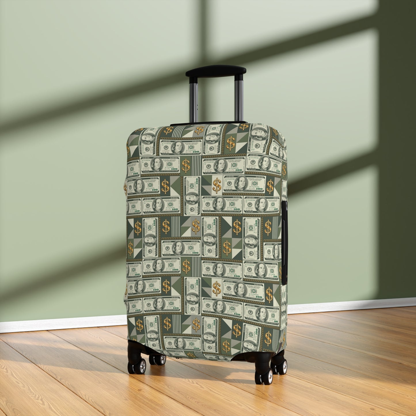 US Money Print Luggage Cover, Money Manifestation Suitcase Protector