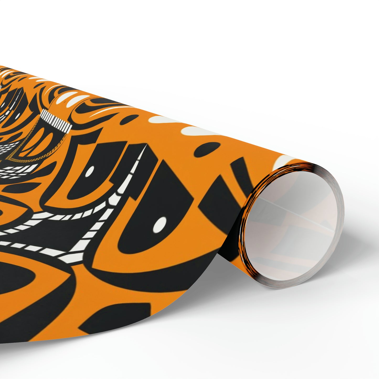 Orange Black African Print Wrapping Paper, Ethnic Print Wrapping Paper