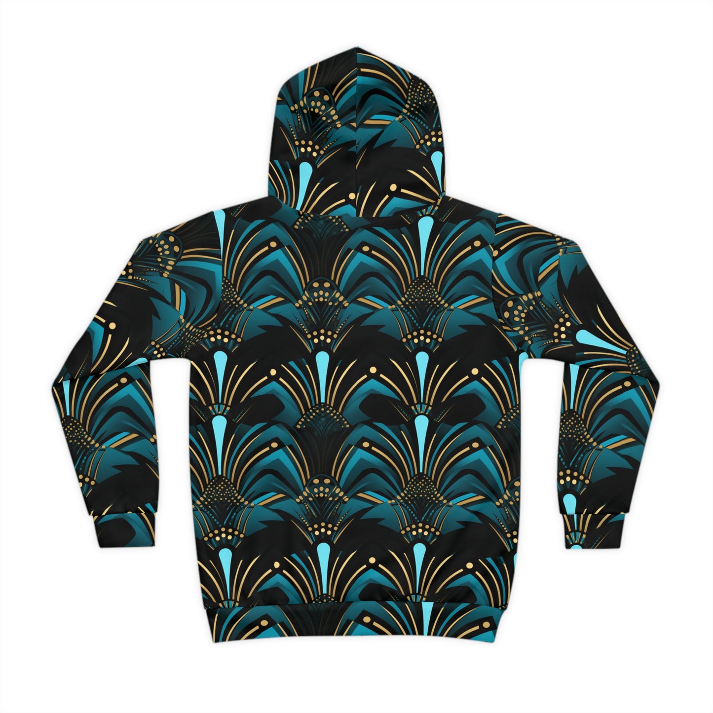 Children's African Ankara Print Hoodie, Zanzibar Blue & Ebony Black Children's Sweater