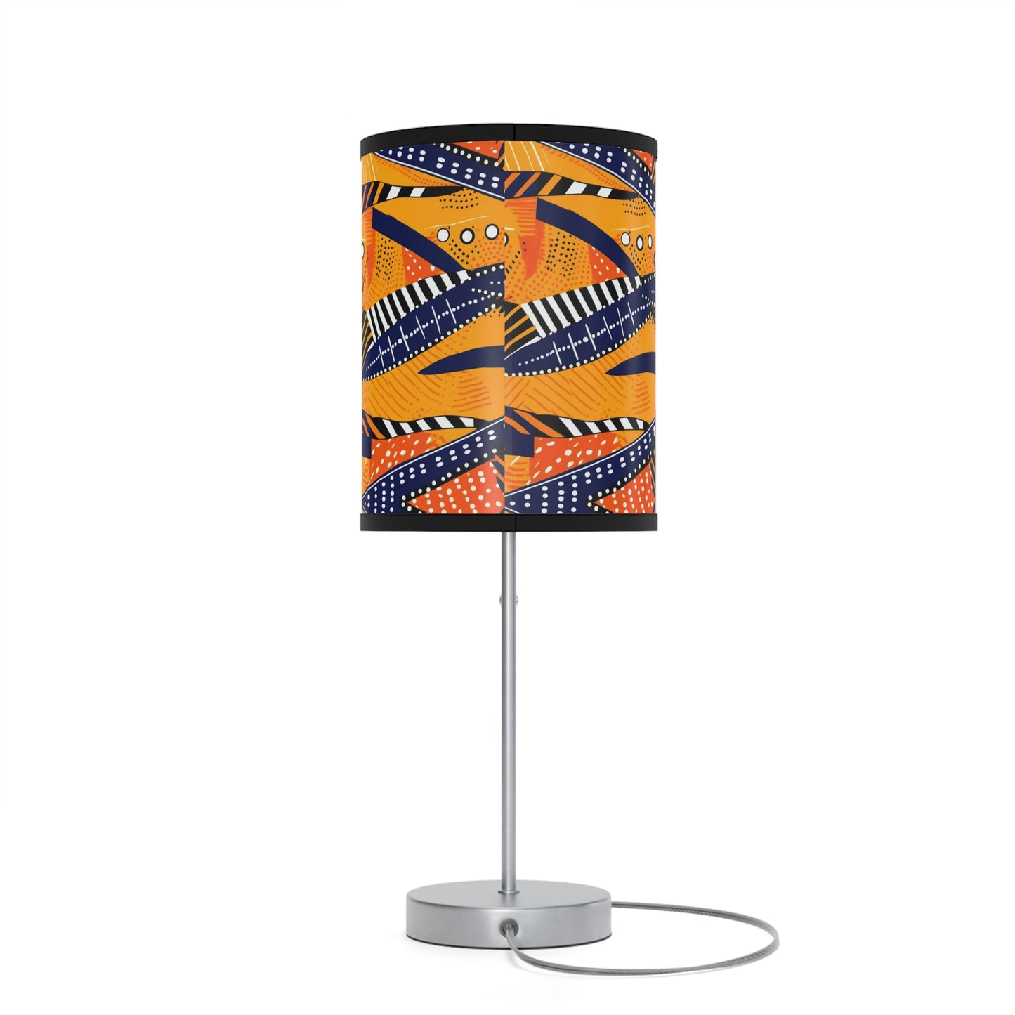 African Kente Print Table Lamp, Multicolor Mudcloth Design Lighting