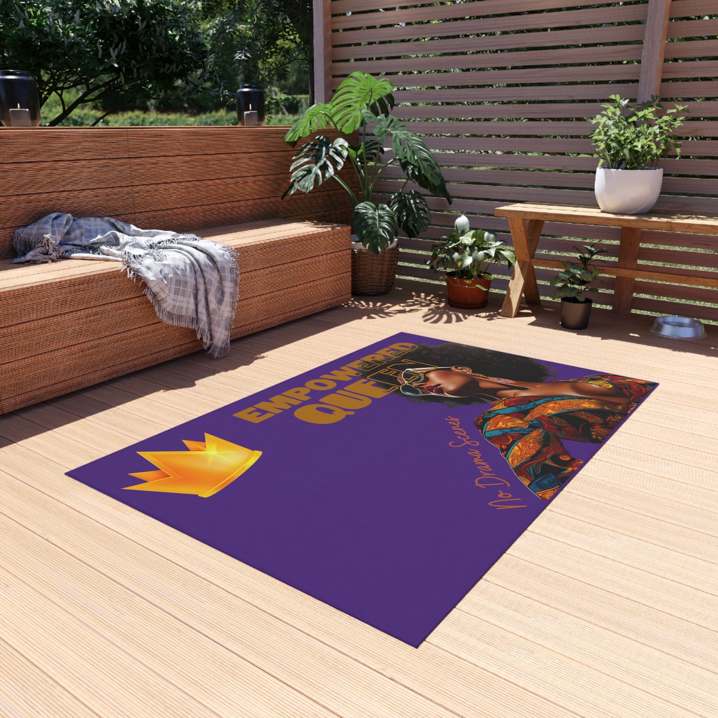 Empowered Queen Pro Black Woman Outdoor Rug