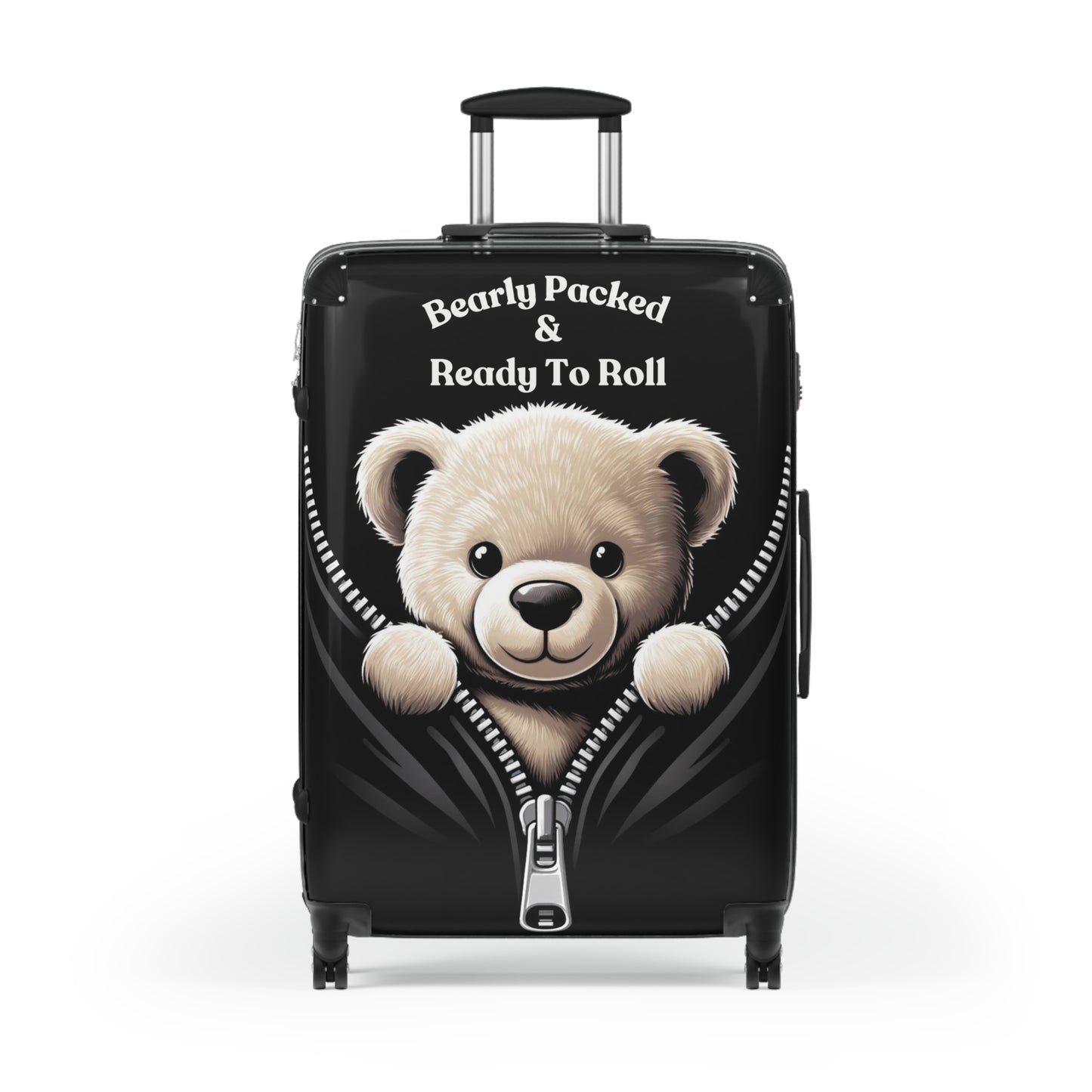 Bearly Packed & Ready To Roll" Cute Bear-Themed Rolling Luggage – Perfect for Kids and Travel Enthusiasts,