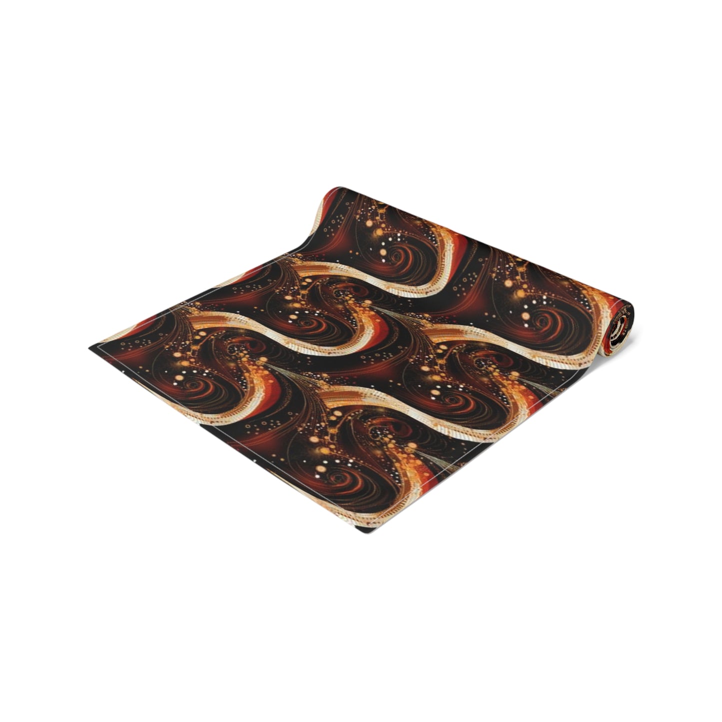 Black & Gold African-Inspired Table Runner , Ankara Pattern Dark Orange