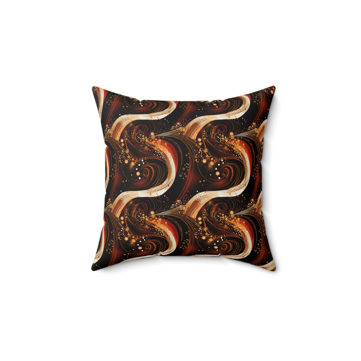 Black and Gold African-Inspired Pillow, Abstract Pattern in Dark Orange and White