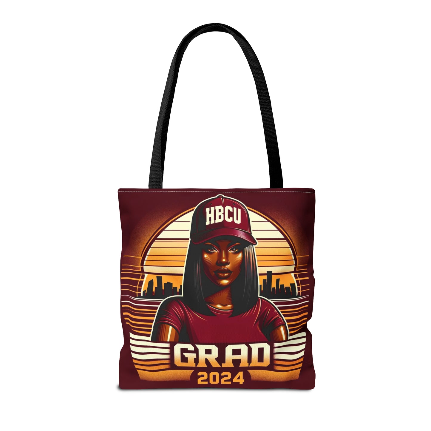 HBCU Grad Pride 2024 Grad Theme Polyester Tote Bag, Class of 2024 Afrocentric Carryall Bag