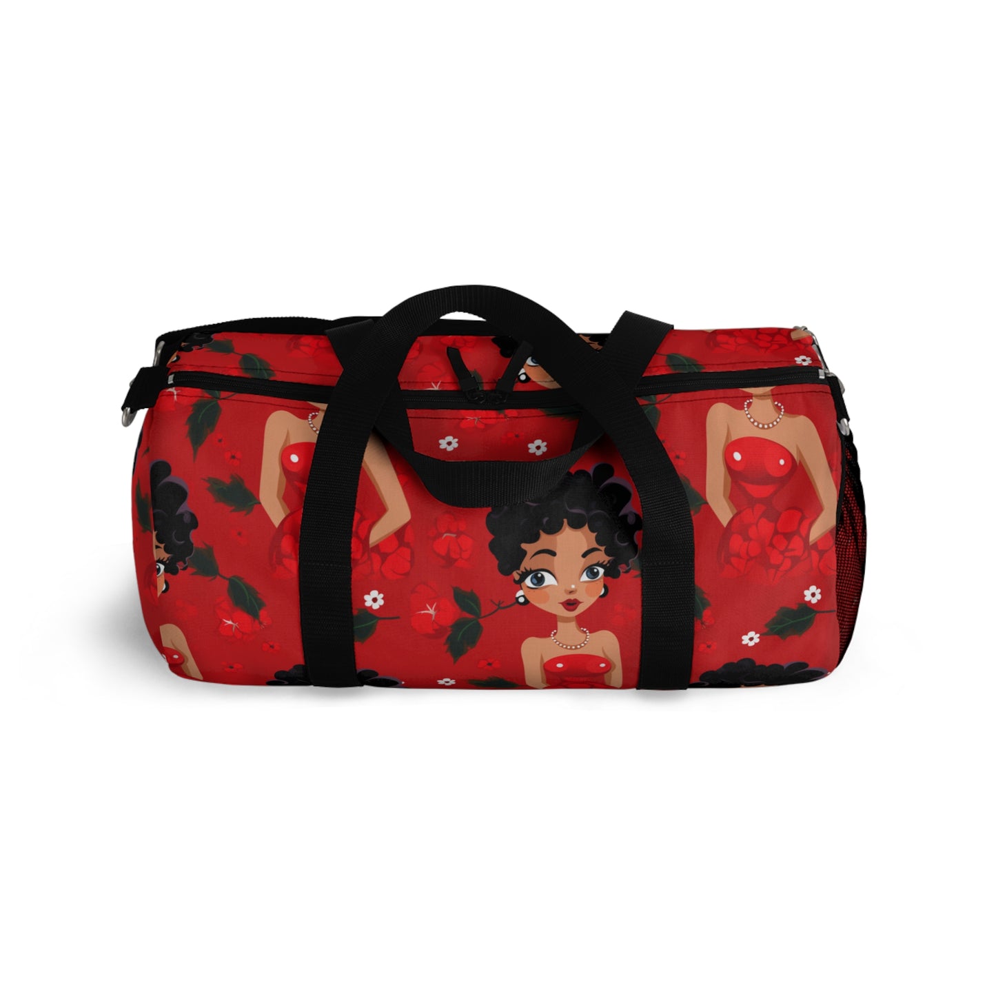 Black Betty Cartoon Print Duffle Bag, African American Betty Boop Overnight Bag