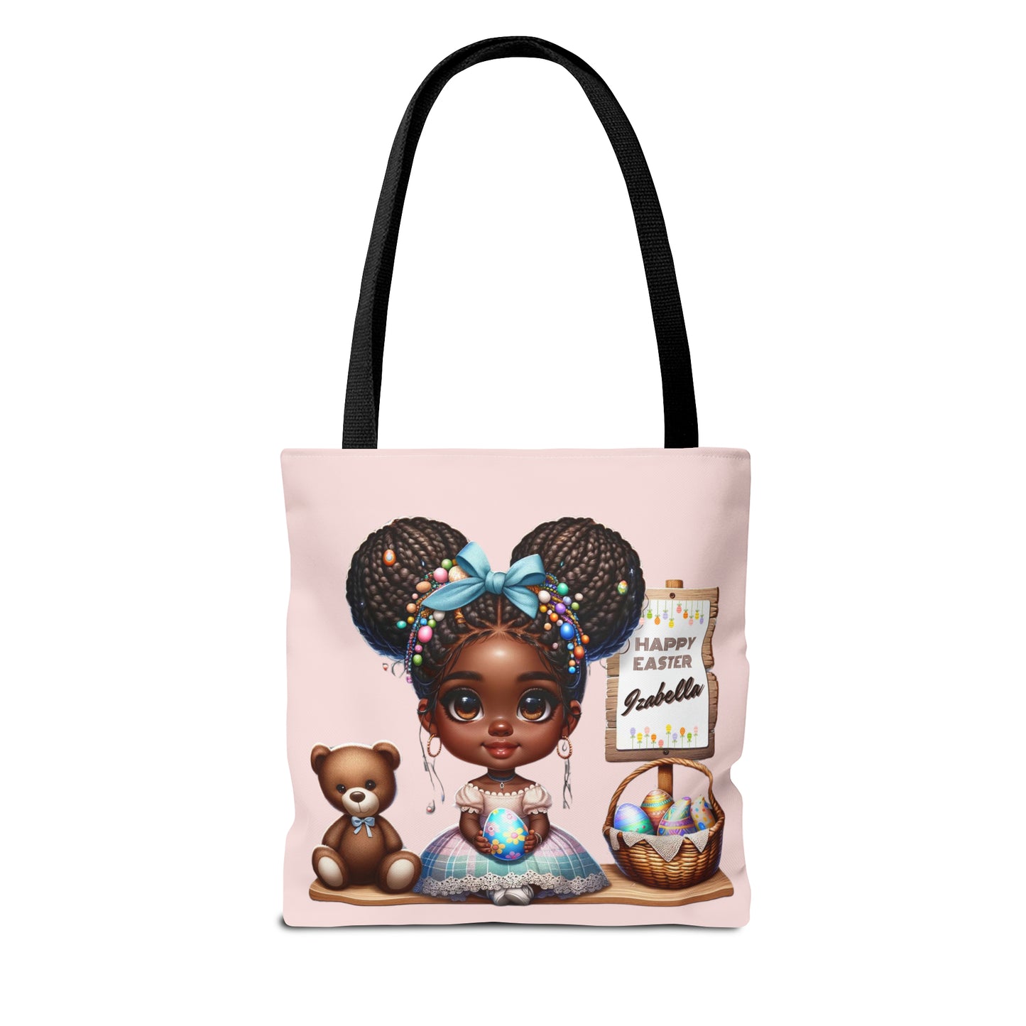 Personalized Easter Tote Bag for Young Black Girls, Customizable Easter Gift