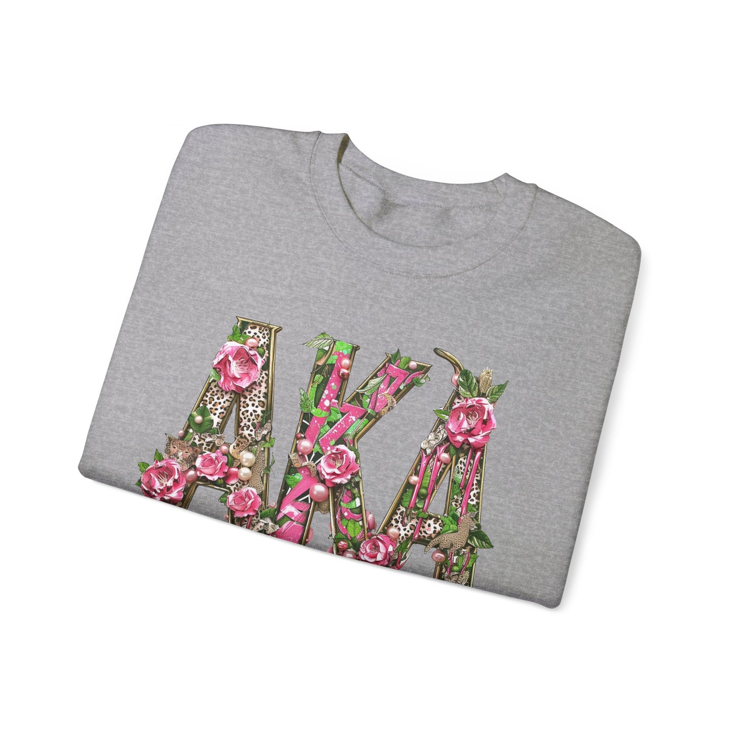 Women's AKA Pink and Green Floral Drip Sweatshirt, Pretty Girl Sorority Apparel