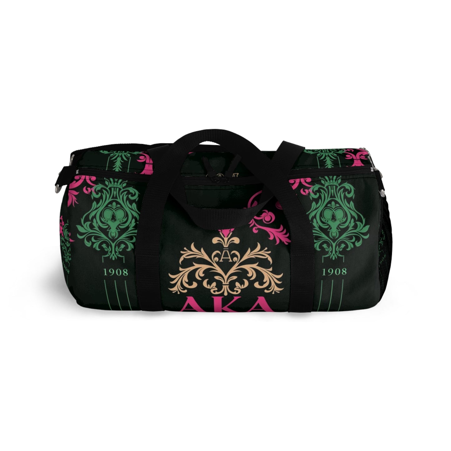 AKA Sorority Pink & Green Duffel Bag, Greek Life Small or Large, Durable and Lightweight Overnight Bag