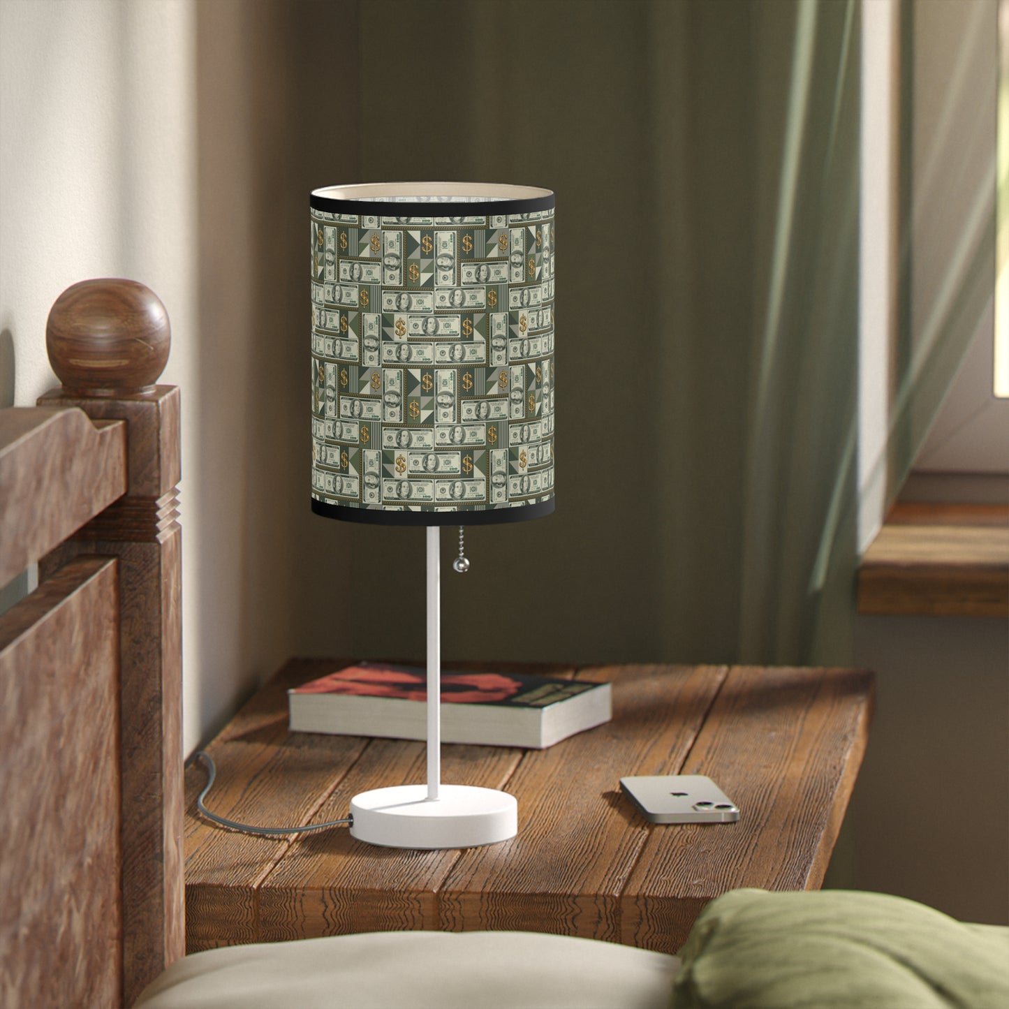 Money Print Lamp, 100 Dollar Bill Lamp on a Stand Home Decor Print