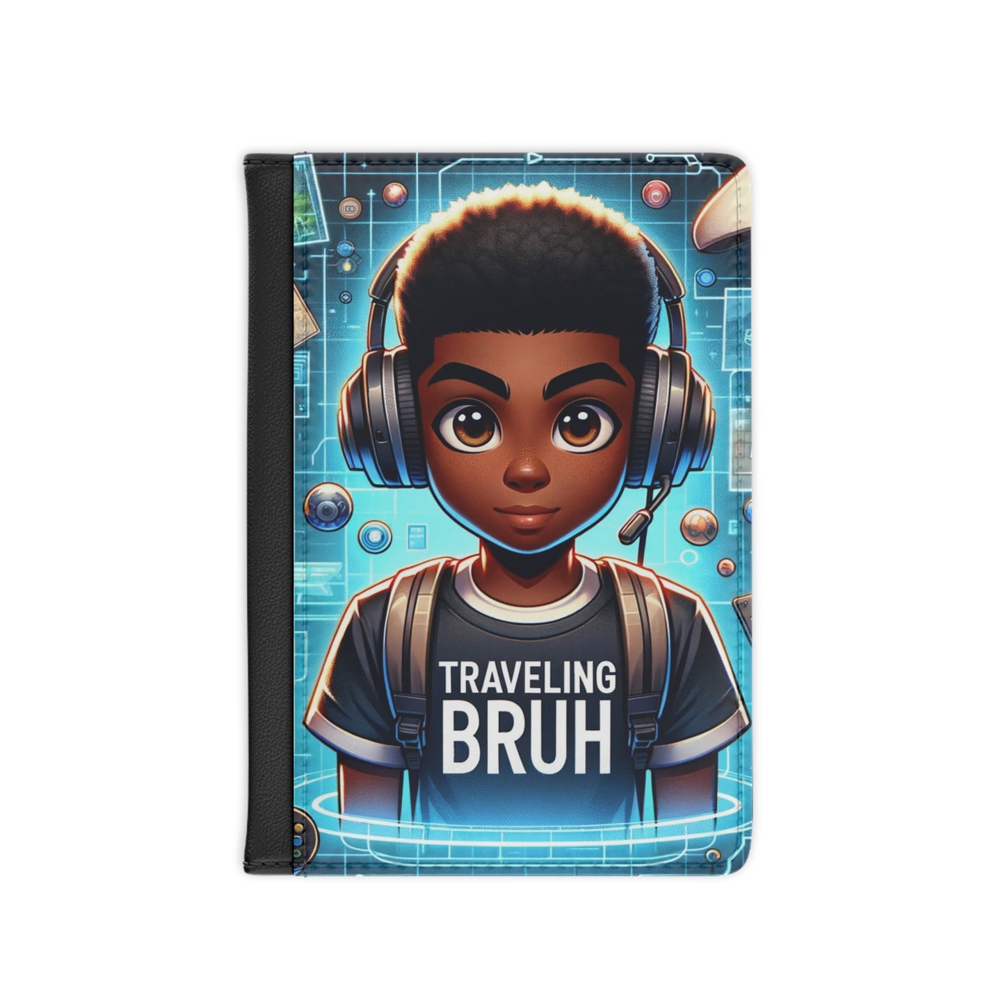 Bruh African American Boy Passport Cover, Black Boy Joy Travel Wallet