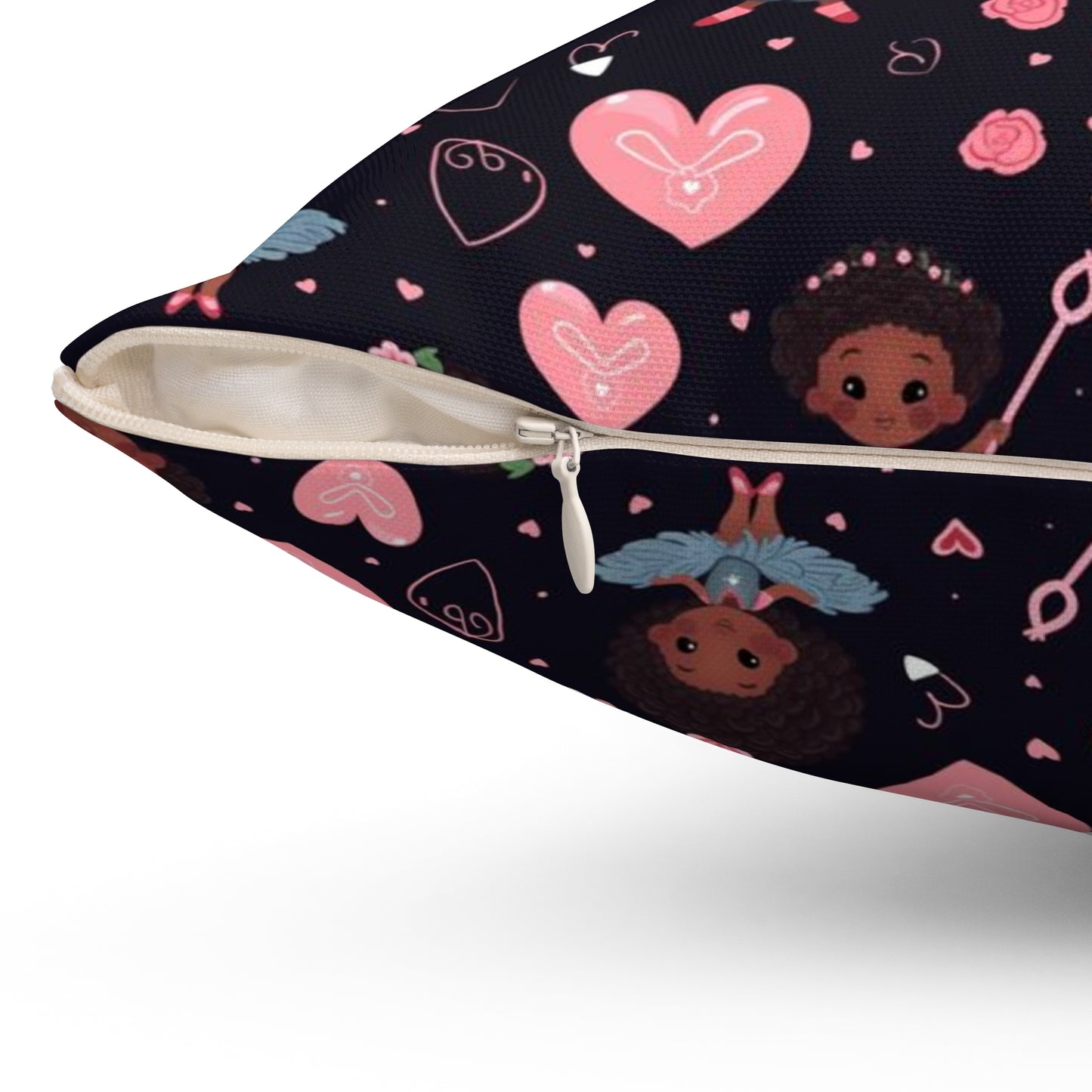 Black Girl Magic Valentines Day Decorative Pillow, Cupid Themed Festive Pillow