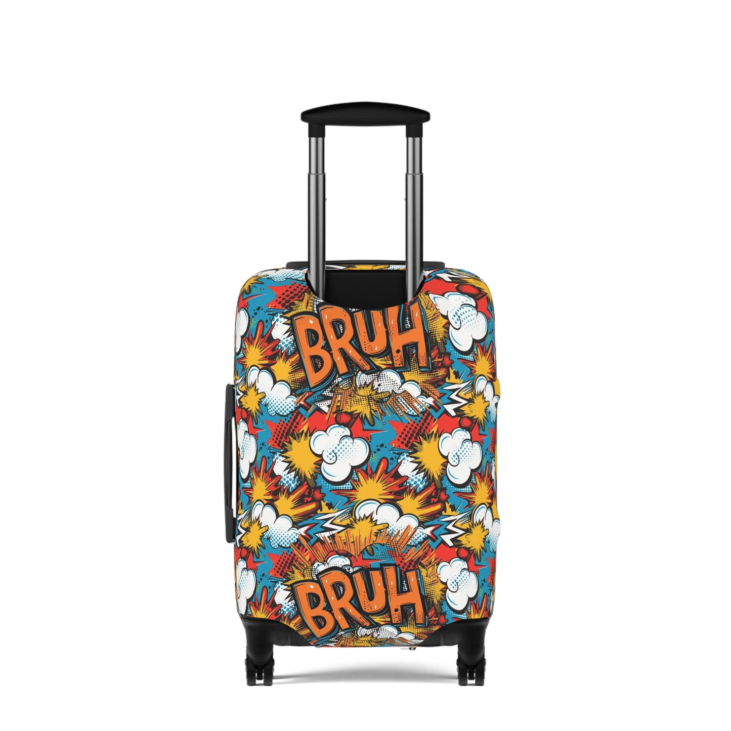 Comic Book Explosion "Bruh Moment" Luggage Cover, Pop Art Style Suitcase Protector