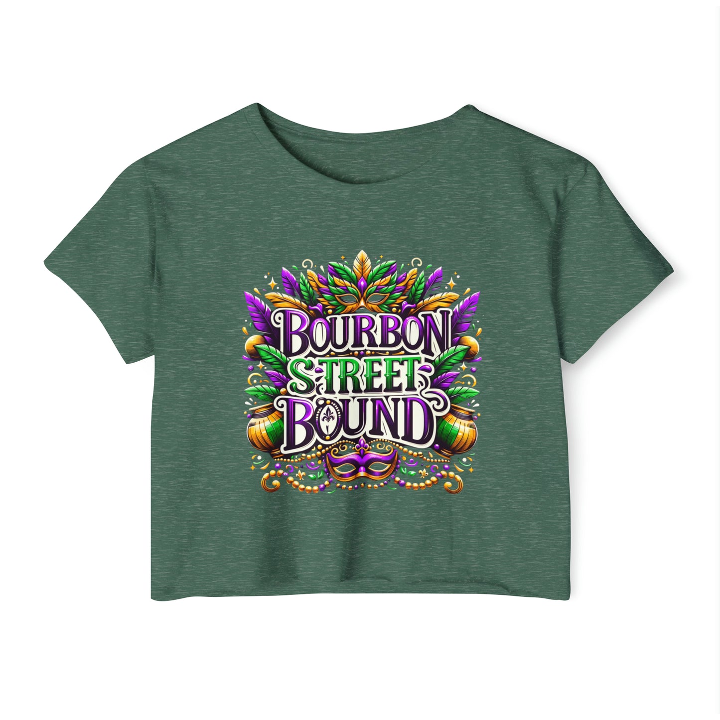 Mardi Gras Halter Women's Crop Top, Bourbon Street Apparel, New Orleans Party Wear