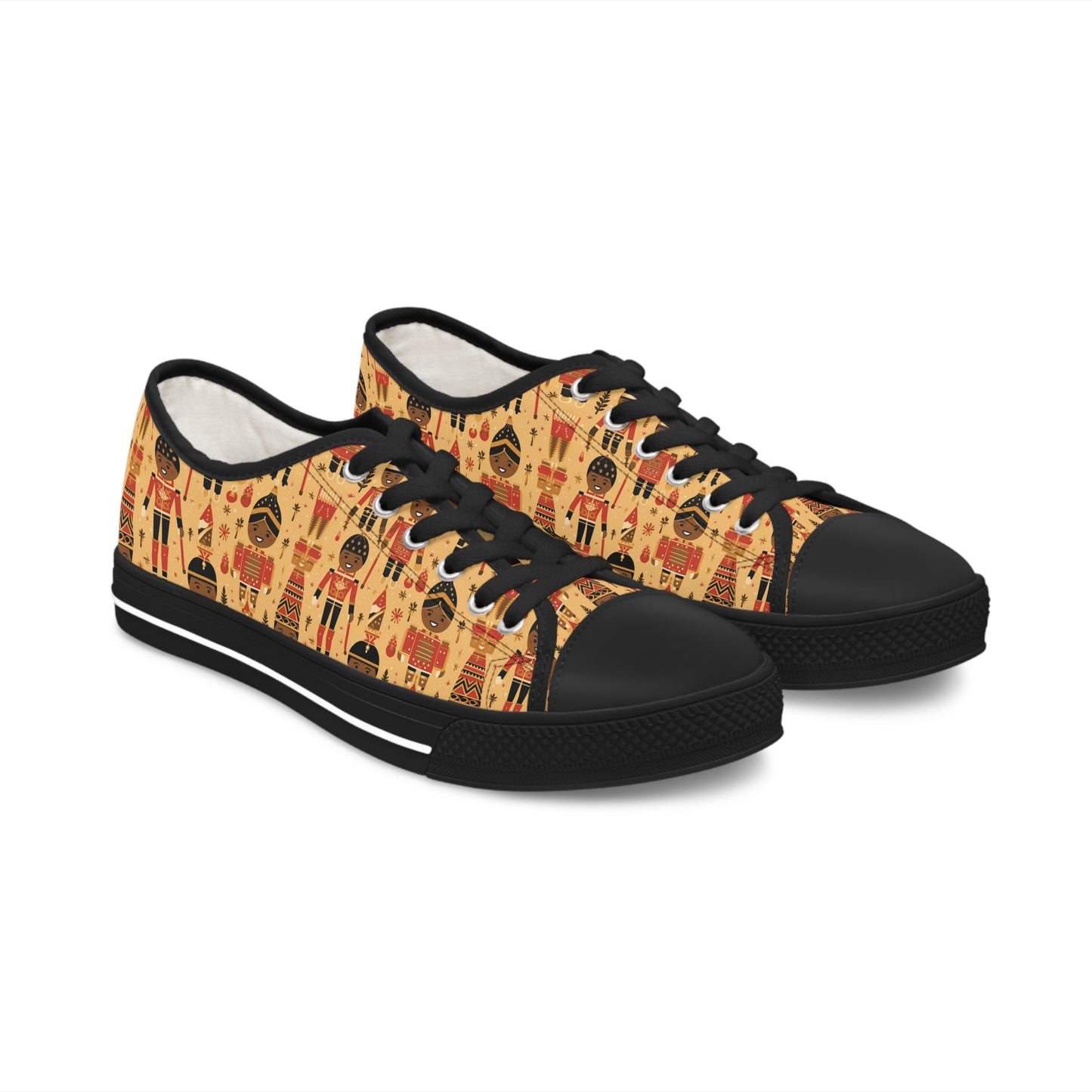 Copy of Women's Black Nutcracker Christmas Themed Low Top Tennis Shoes | Unique Women's Holiday Sneakers | Christmas Ballet Women's Shoes