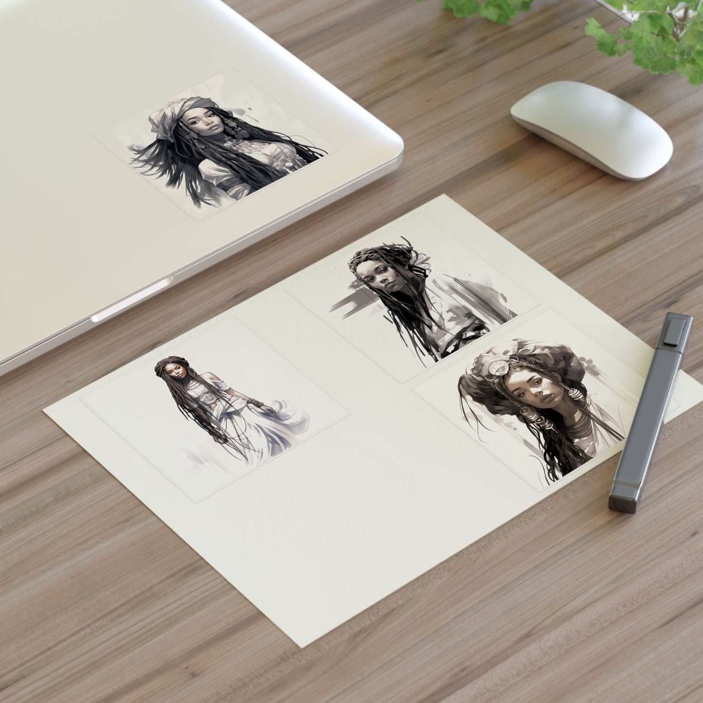 Boho Style Woman Enchantress Sticker Set, Black Girls and Black Women, Pretty Black Woman Stickers