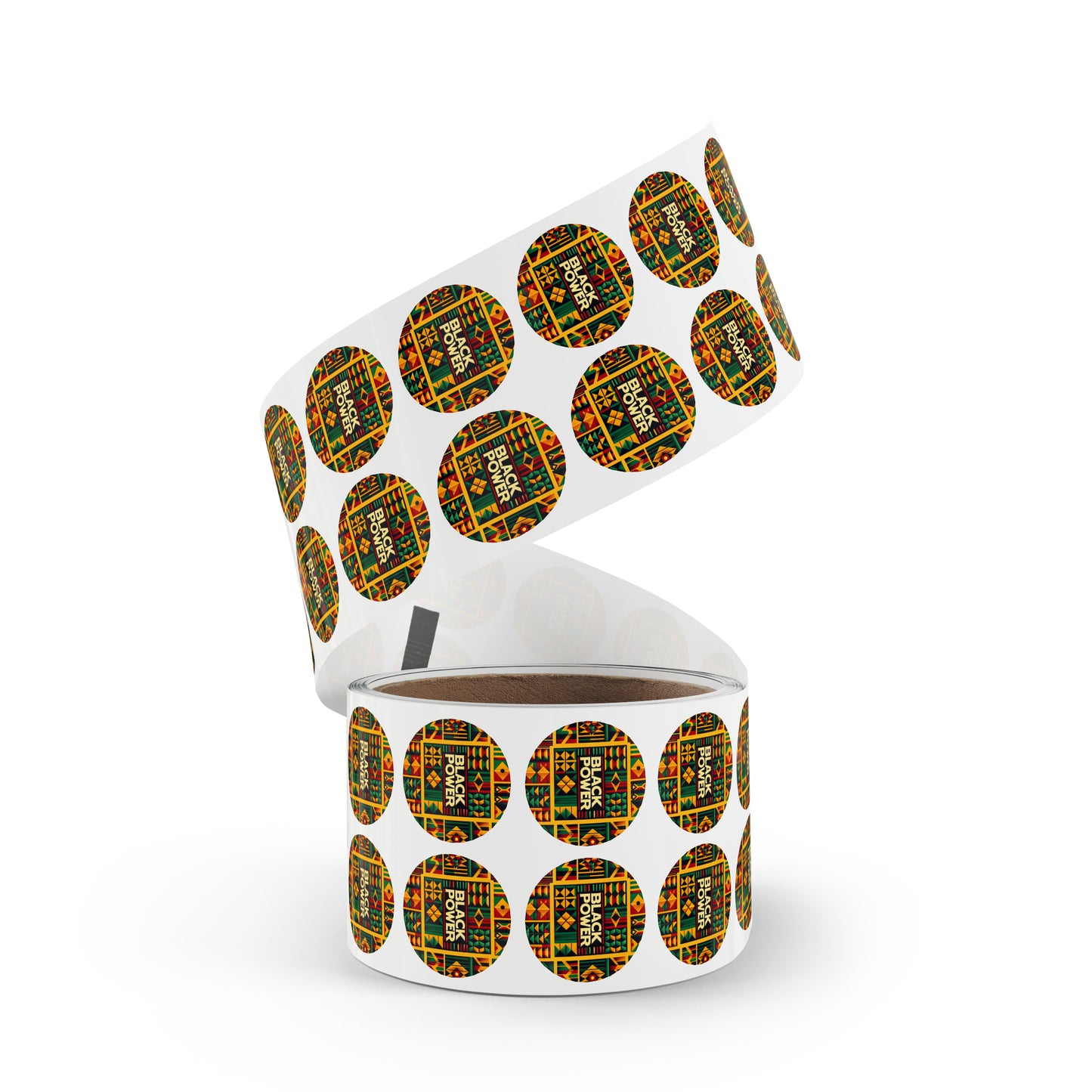 Black History Month Bulk Round Sticker Label Roll,African Kente Cloth Print Stickers