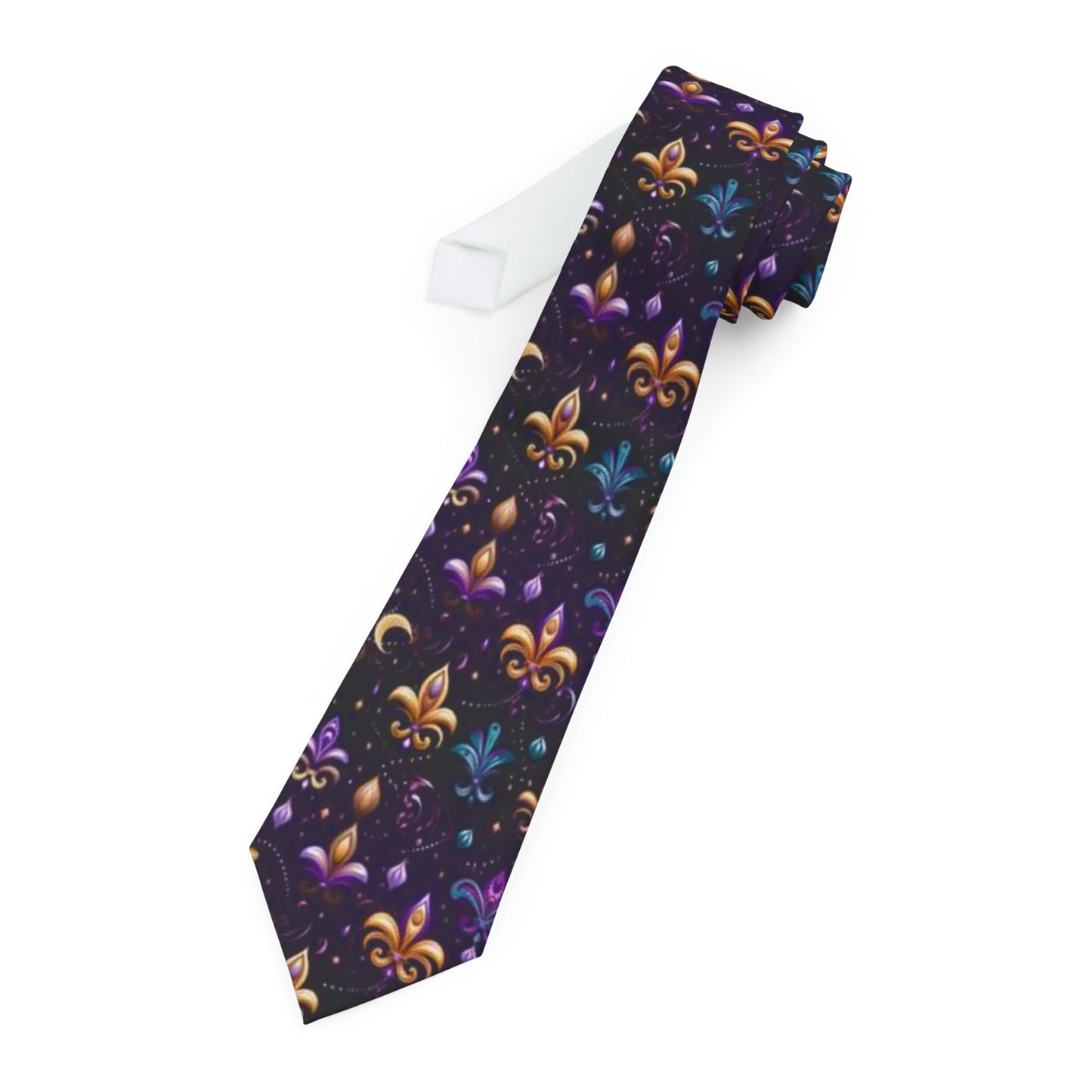 Mardi Gras Themed Men's Tie, Folklore Carnival Core Art Mens Business Wear Fashion