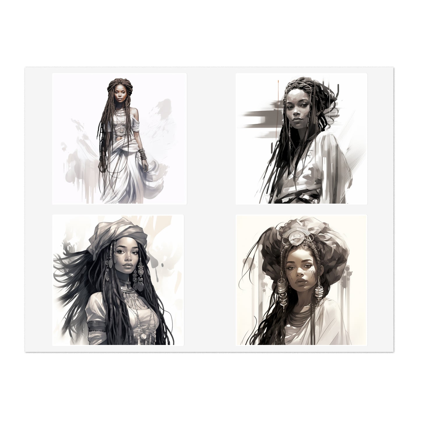 Boho Style Woman Enchantress Sticker Set, Black Girls and Black Women, Pretty Black Woman Stickers