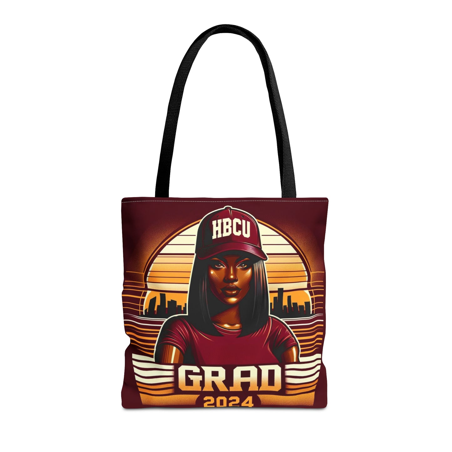 HBCU Grad Pride 2024 Grad Theme Polyester Tote Bag, Class of 2024 Afrocentric Carryall Bag