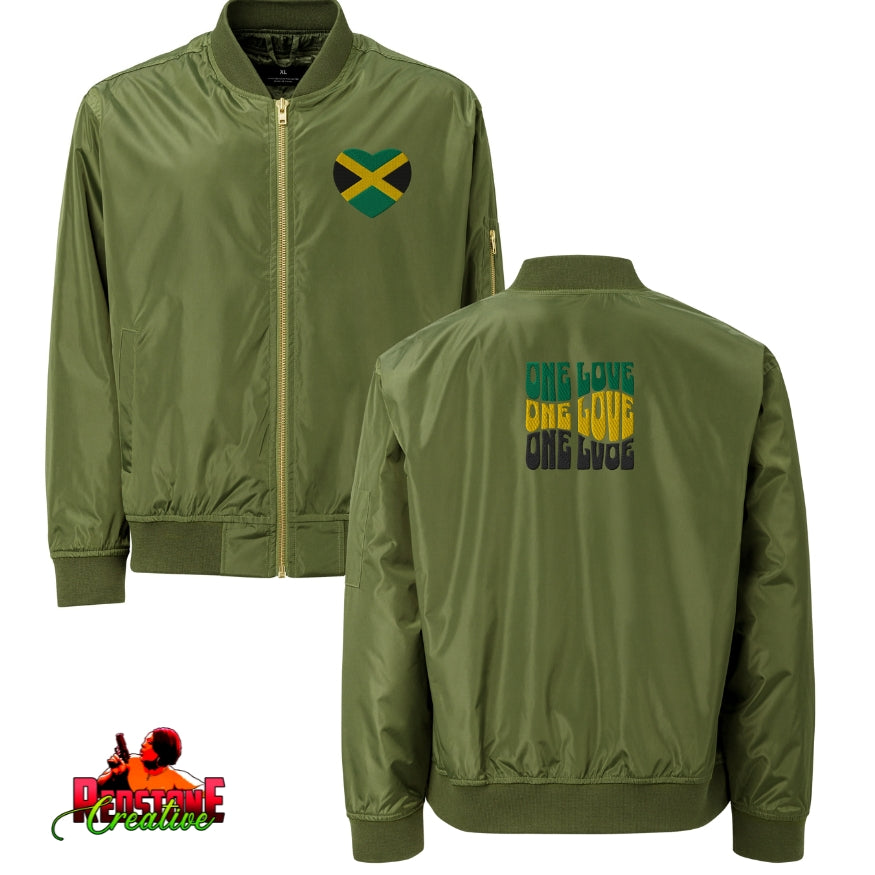 Jamaican Culture Recycled Bomber Jacket, Reggae Lovers Carribean Outerwear