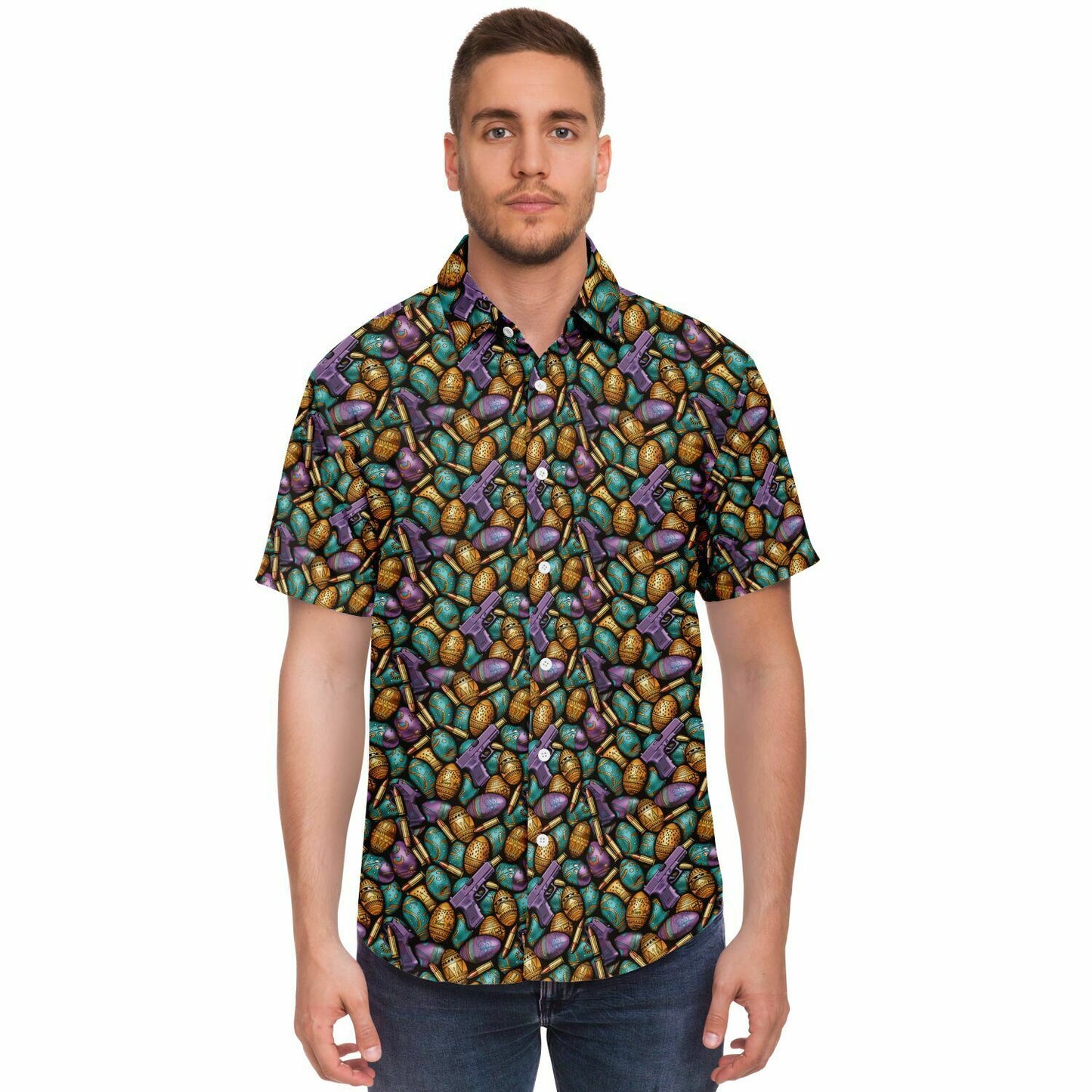 Safari Resurgence: Easter Armament Edition Men's Tactical Button-Down Shirt