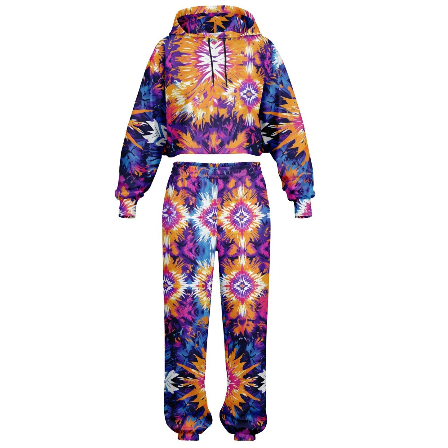 Vibrant African Batik Tie-Dye Tracksuit, Elegant Floral and Geometric Patterns